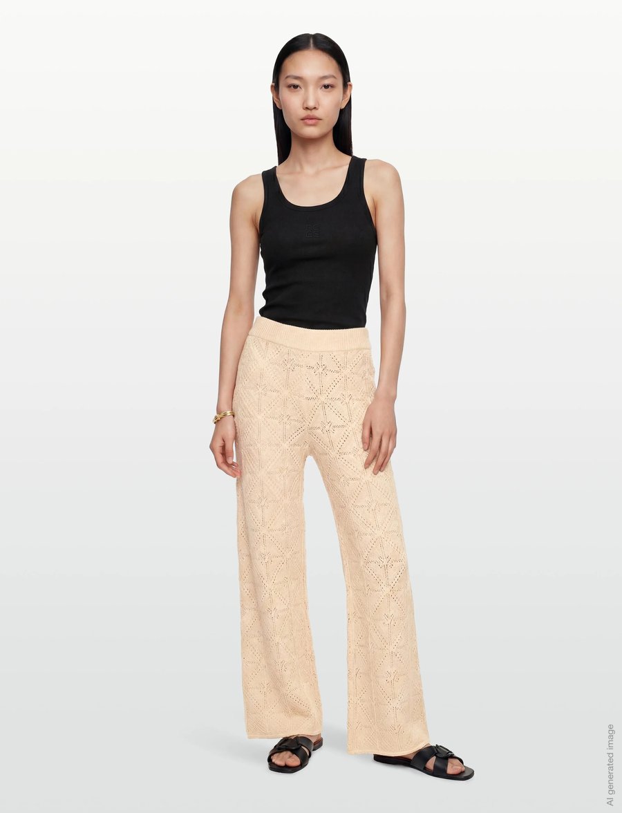 nué notes - Porlamar Pants - hosen mit weitem bein - 104 beige - 0
