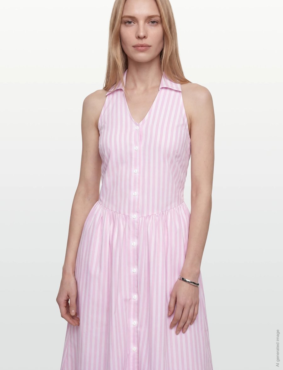 nué notes - Guanta Dress - midikleider - 380 pink stripe - 3