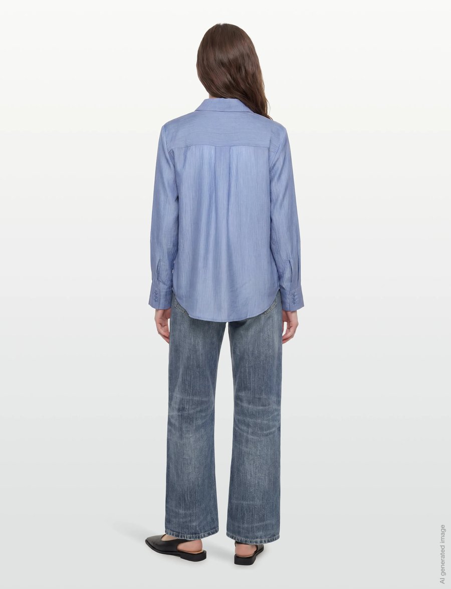 nué notes - Zuata Shirt - långärmade skjortor - 467 sky blue - 4