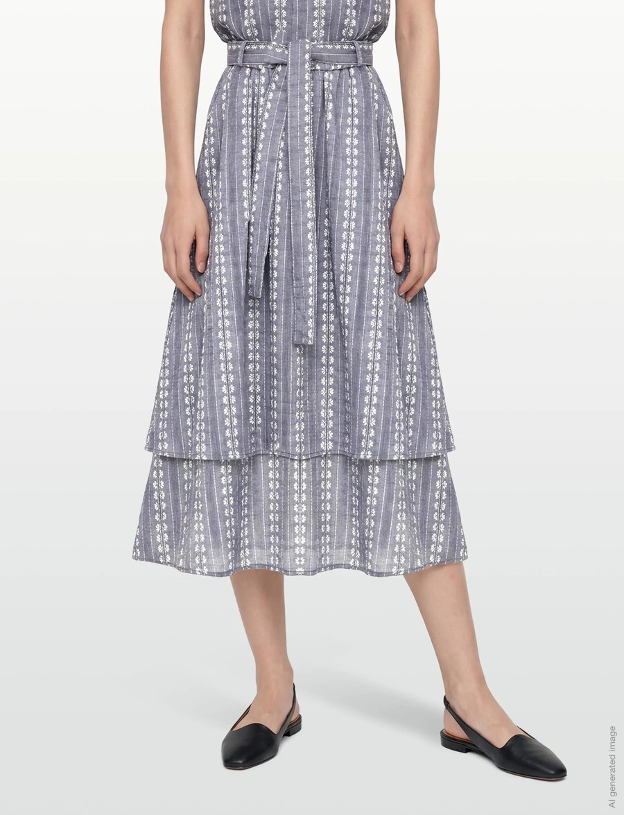 nué notes - Clayton Skirt - vidutinio ilgio sijonai - 923 chambray stripe - 3