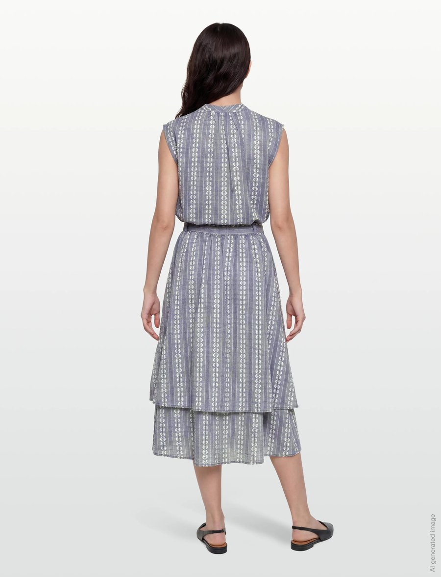 nué notes - Clayton Skirt - vidutinio ilgio sijonai - 923 chambray stripe - 4