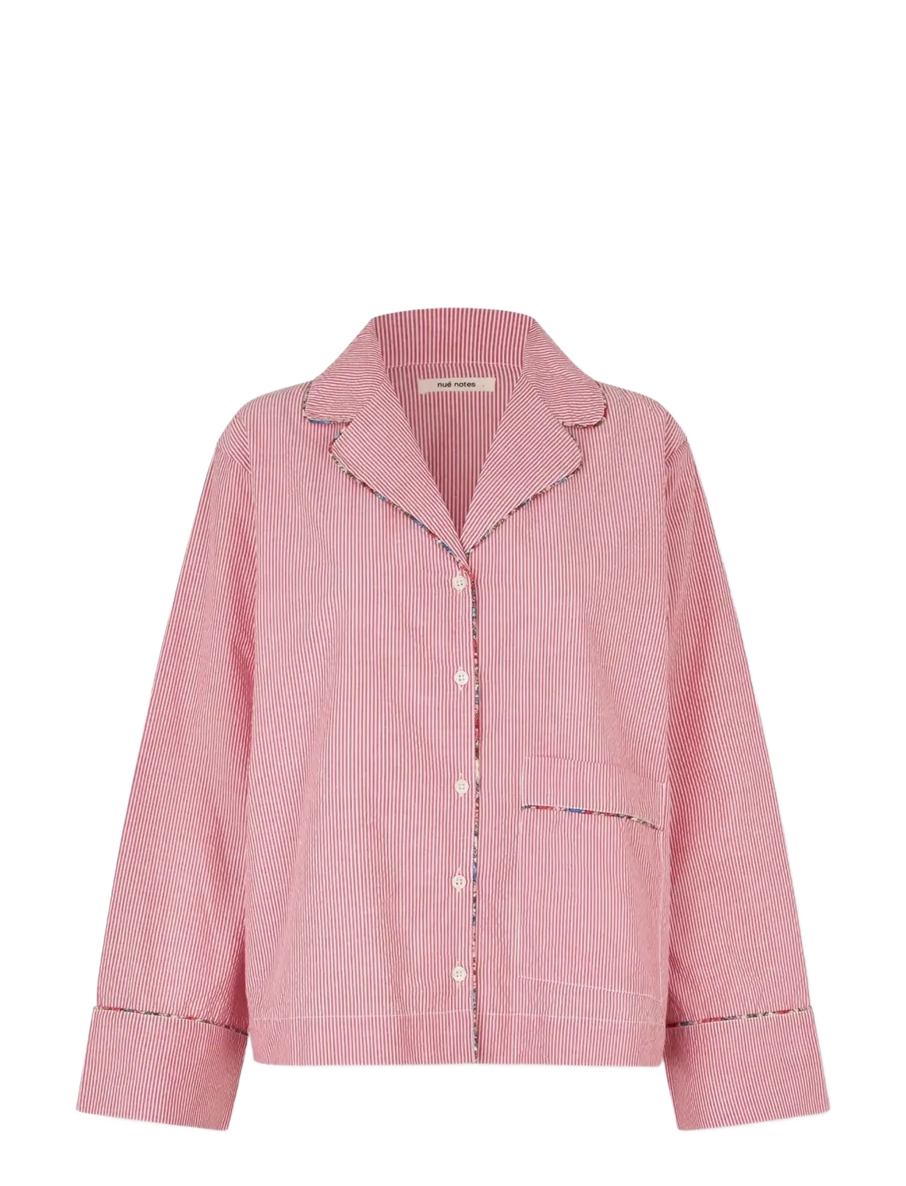 nué notes - Delano Shirt - pikkade varrukatega särgid - 381 red stripe - 1