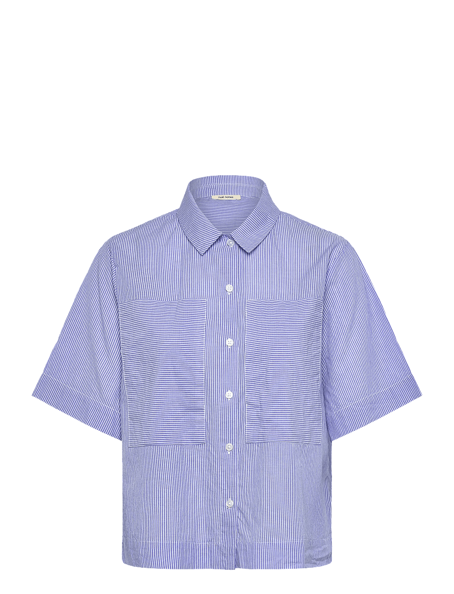 nué notes - Eibar Shirt - kurzärmlige hemden - 575 blue stripe mix - 1