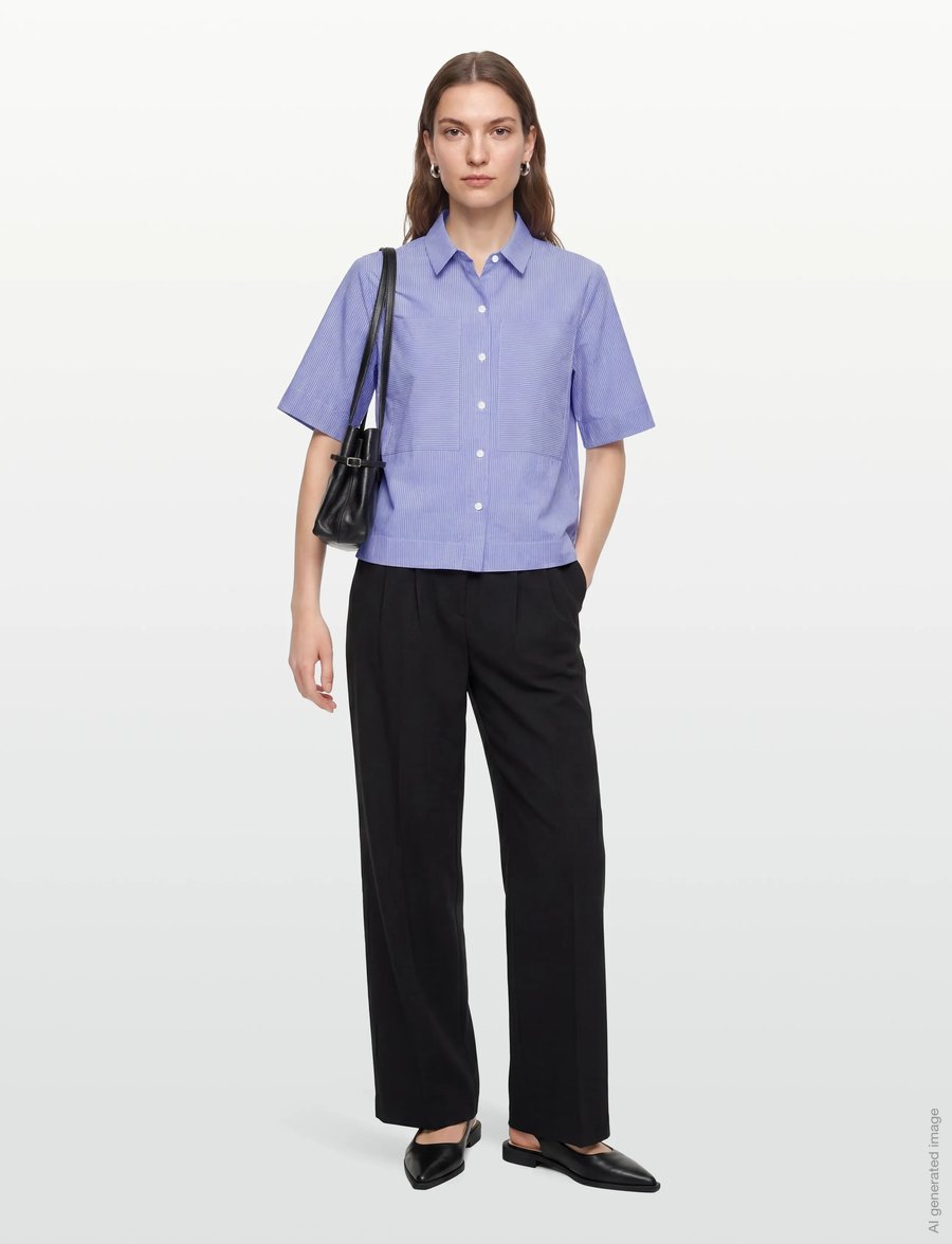 nué notes - Eibar Shirt - kurzärmlige hemden - 575 blue stripe mix - 0