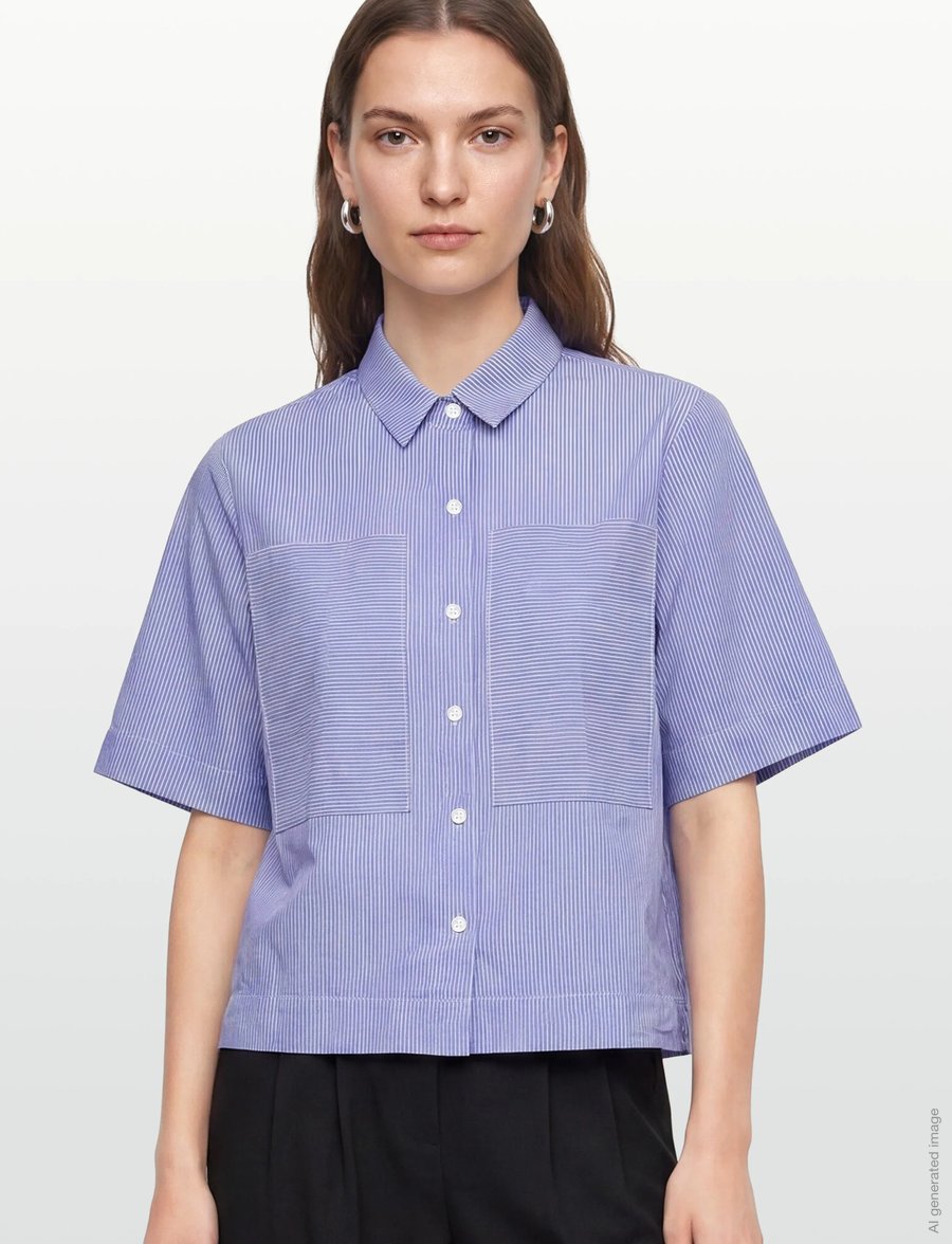 nué notes - Eibar Shirt - kurzärmlige hemden - 575 blue stripe mix - 3