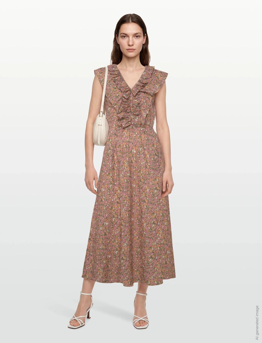 nué notes - Antequera Dress - maxikleider - 188 peach floral - 0