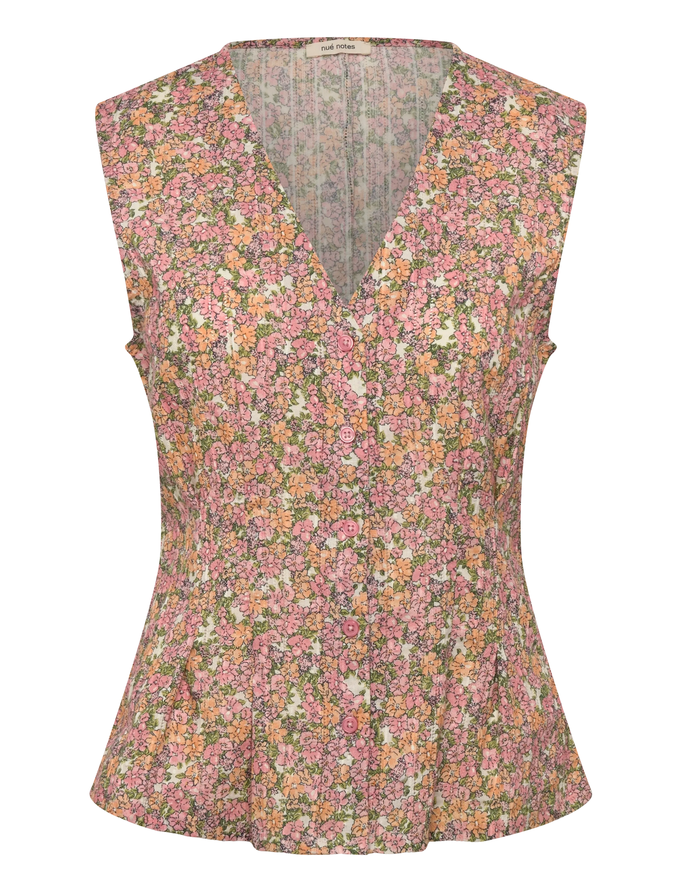 nué notes Sergovia Vest - Knitwear - 188 PEACH FLORAL / coral