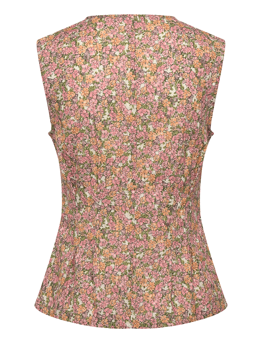 nué notes - Sergovia Vest - strikveste - 188 peach floral - 2