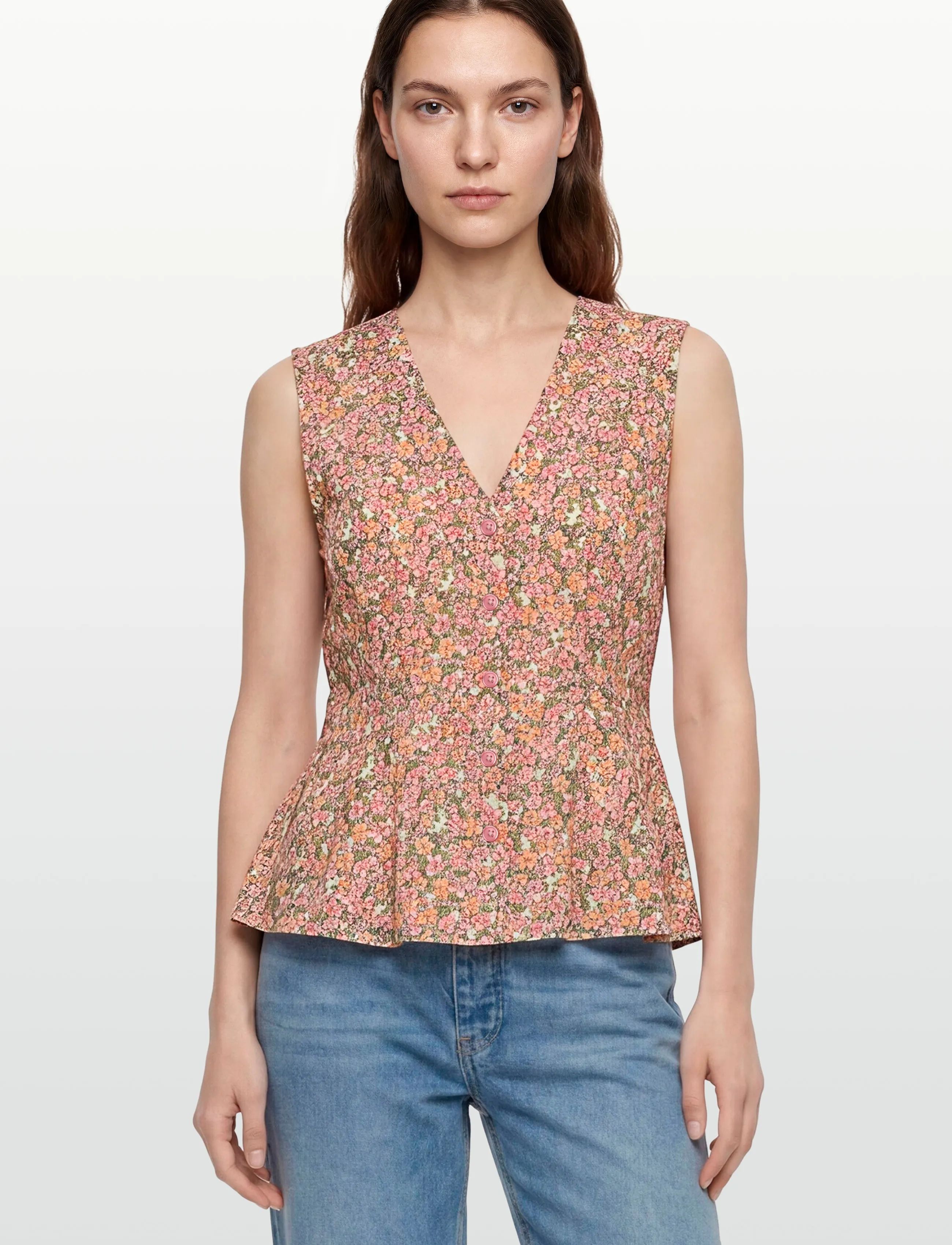 nué notes - Sergovia Vest - knitted vests - 188 peach floral - 3