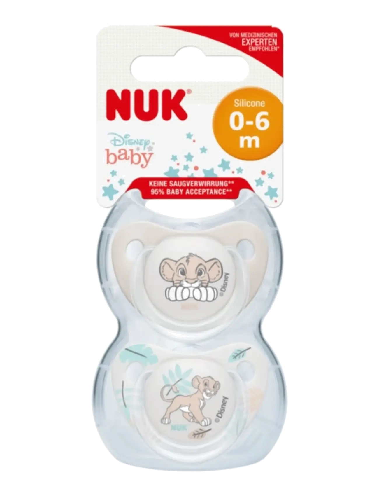 NUK Trendline Pacifier Lion King, Size 0-6 Months, Børn, Løvernes Konge Silikone Sut, Multi/mønstret, Str: 0-6MONTHS