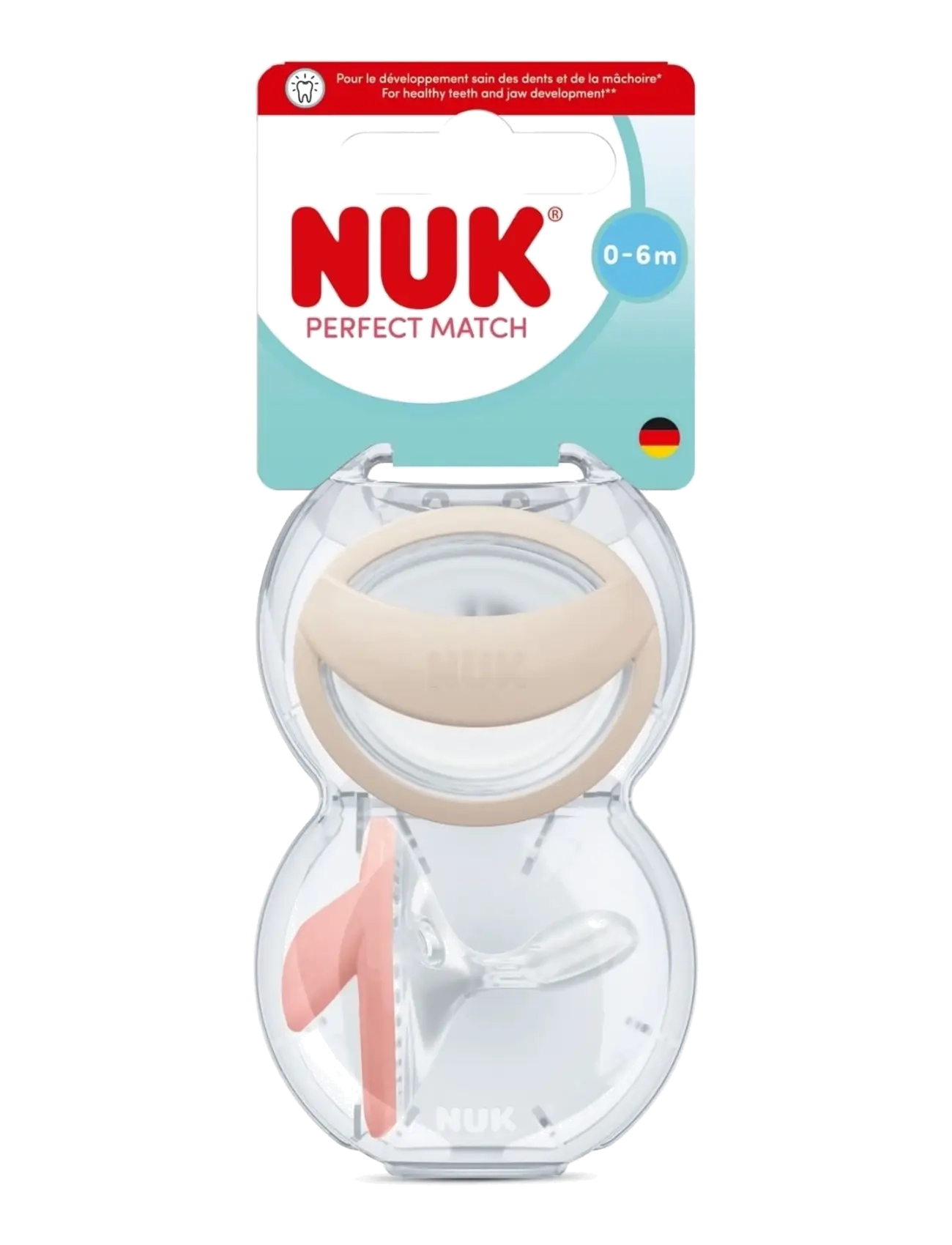 NUK Perfect Match Beige/Red, Size 0-6 Months, Børn, Perfect Match Sut, Beige, Str: 0-6MONTHS