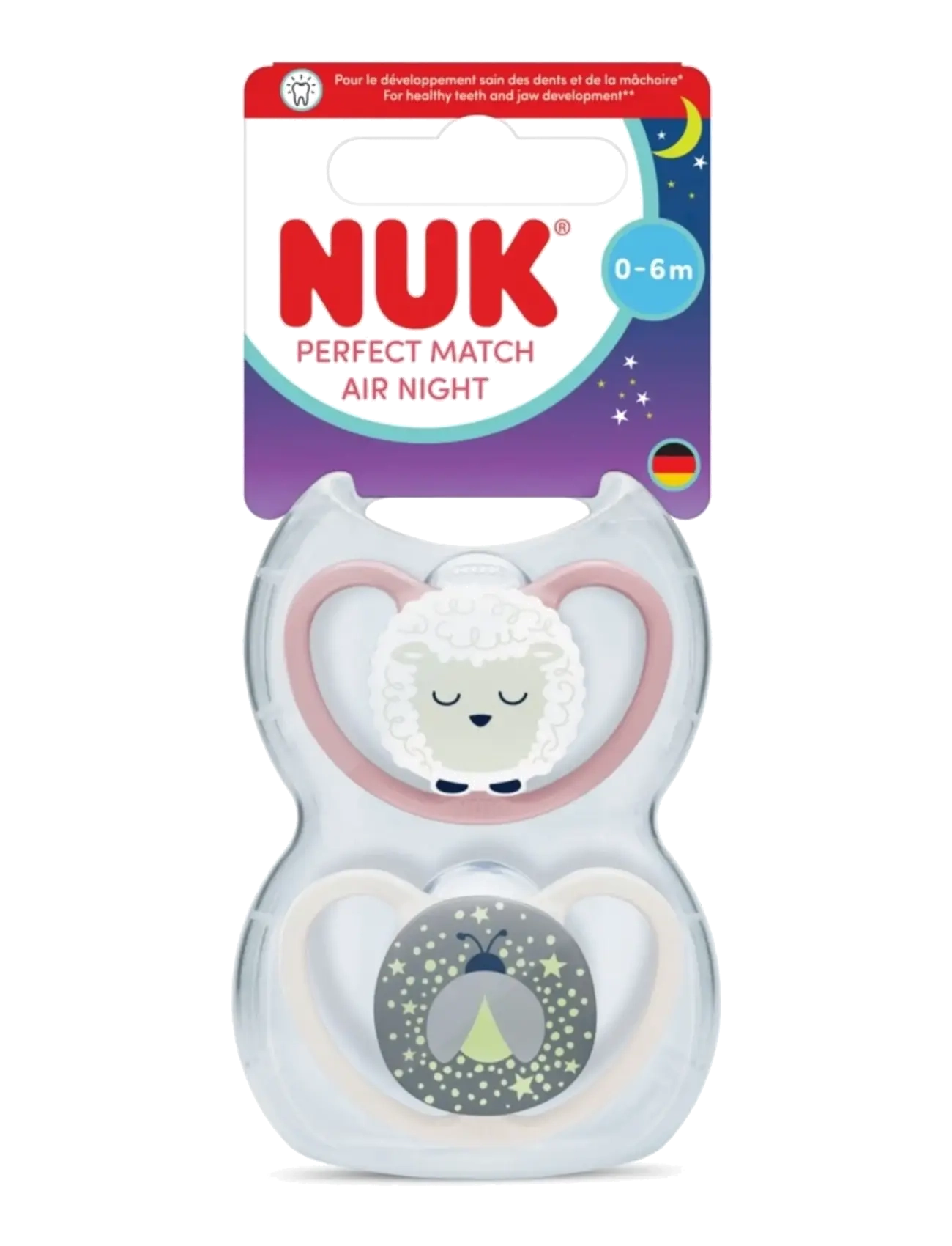 NUK Perfect Match Air Night Sheep, Size 0-6 Months, Børn, Perfect Match Luftig Natte Sut, Multi/mønstret, Str: 0-6MONTHS