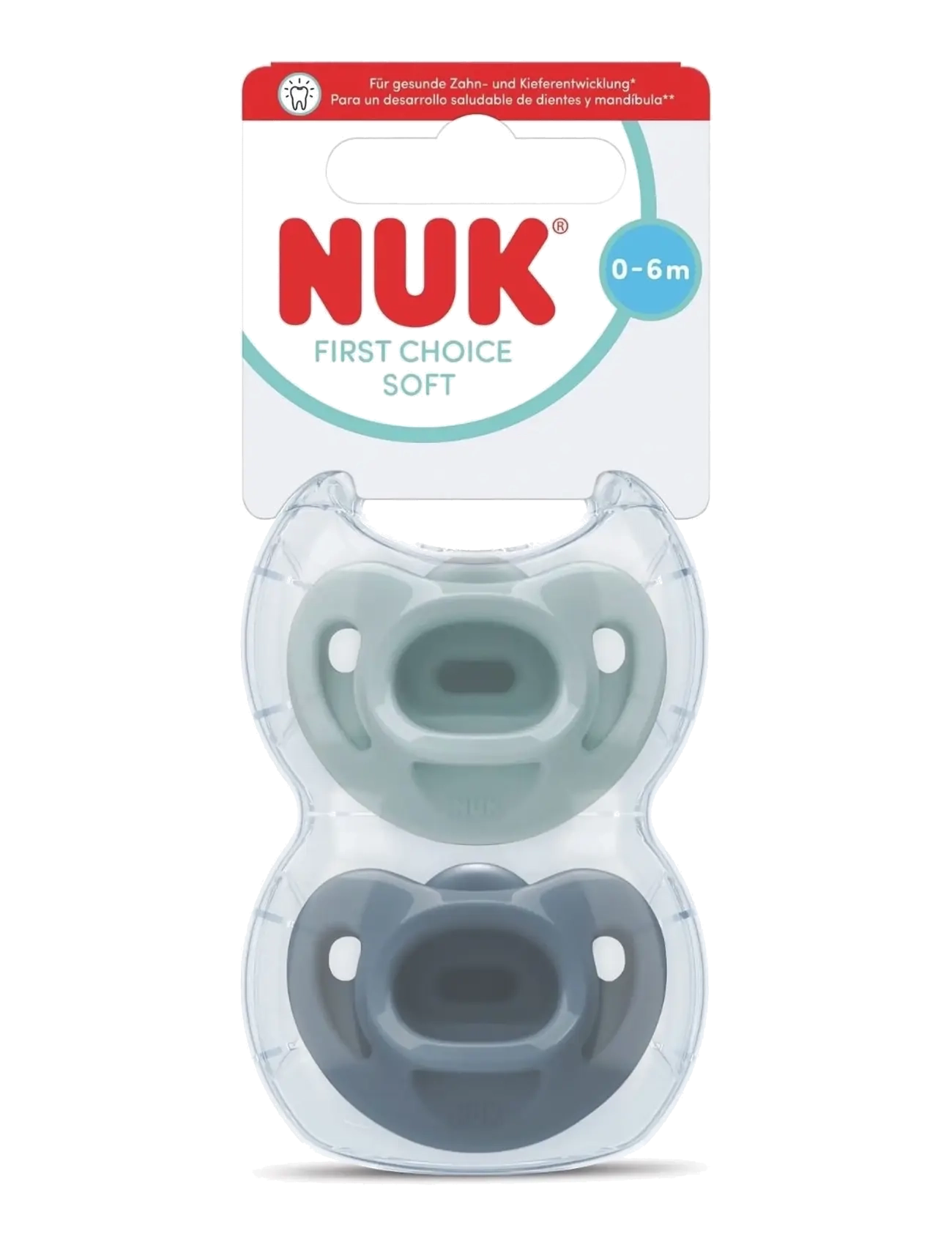 NUK First Choice Soft Green/Blue, Size 0-6 Months, Børn, Blød Sut, Multi/mønstret, Str: 0-6MONTHS
