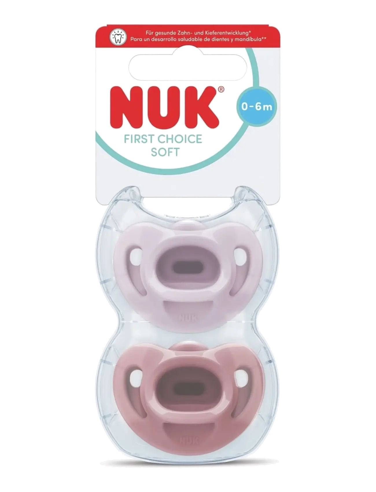NUK First Choice Soft Purple/Red, Size 0-6 Months, Børn, 0-6 Måneder Blød Sut, Pink, Str: 0-6MONTHS