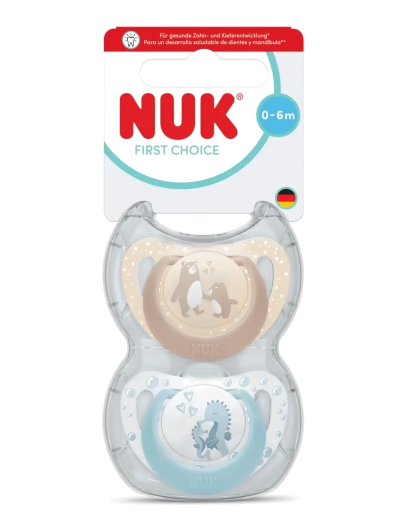 NUK First Choice Bear/Seahorse, Size 0-6 Months, Børn, Baby Suttesæt 0-6 Måneder, Blå, Str: 0-6MONTHS