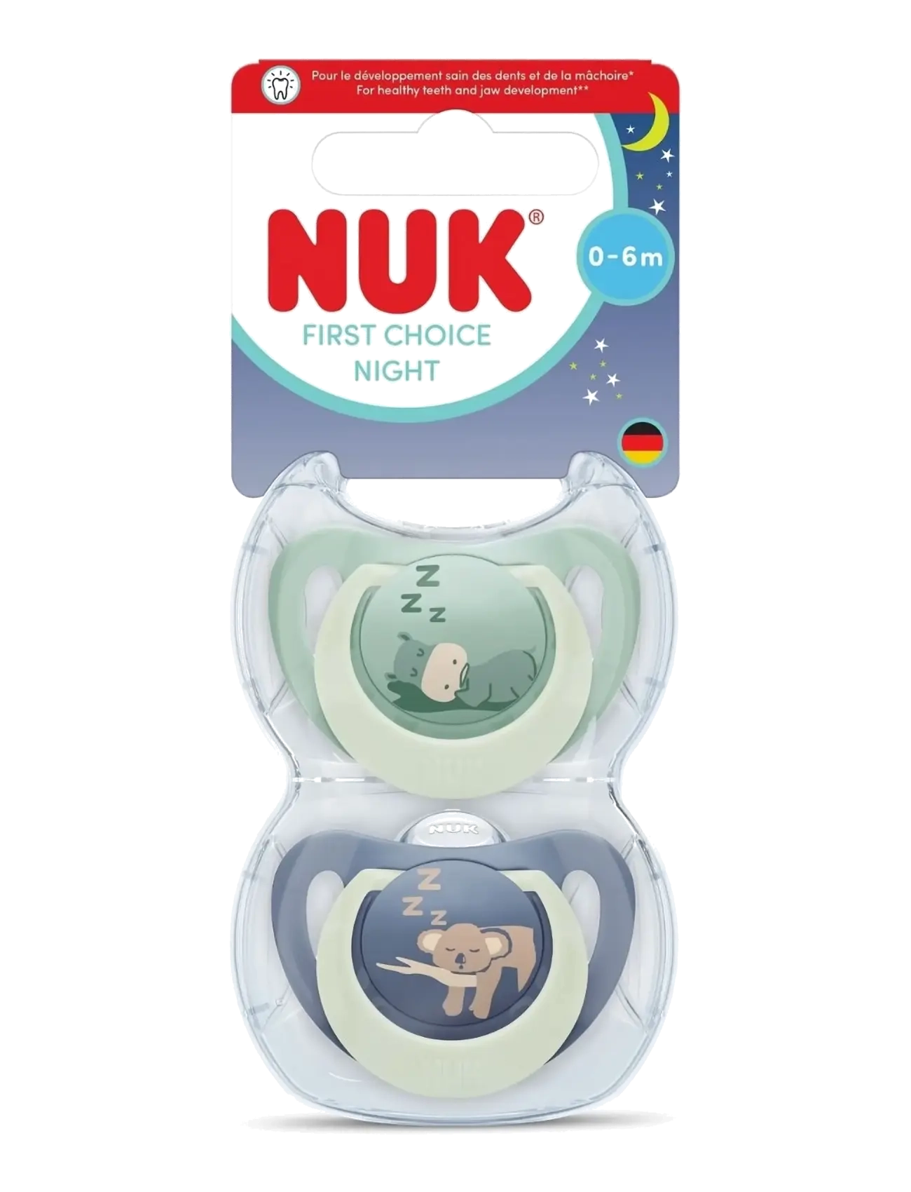 NUK First Choice Night Hippo/Koala, Size 0-6 Months, Børn, Nat Sut, Multi/mønstret, Str: 0-6MONTHS