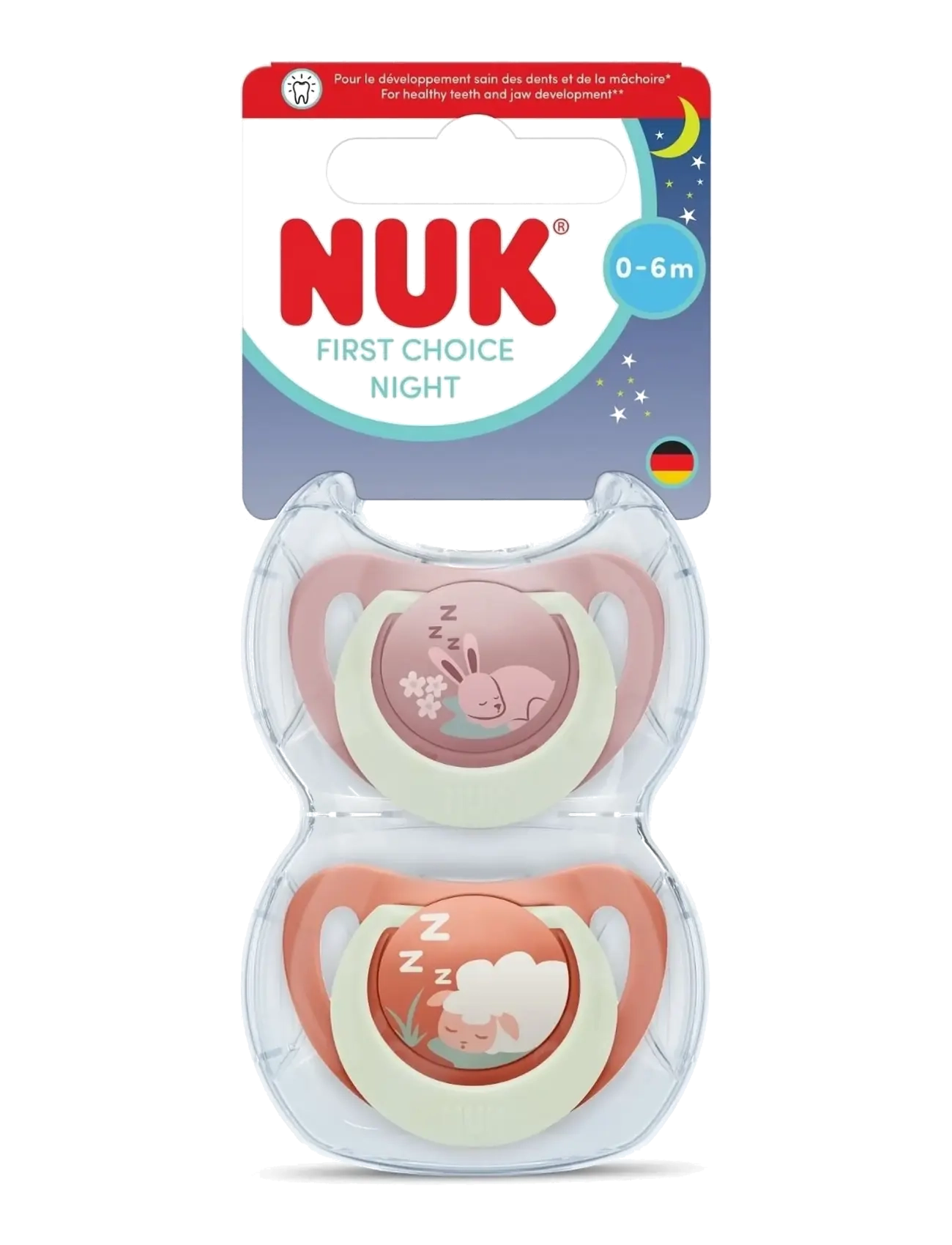 NUK First Choice Night Bunny/Sheep, size 0-6 months - Schnuller - BUNNY/SHEEP / pink/rose