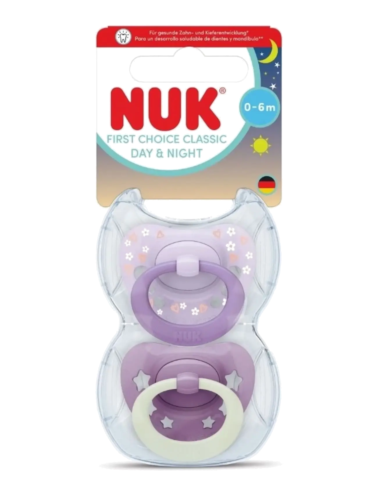 NUK First Choice Classic Day & Night Purple, Size 0-6 Months, 0-6MONTHS, Purple, Sutter Og Tilbehør > Sutter, Børn