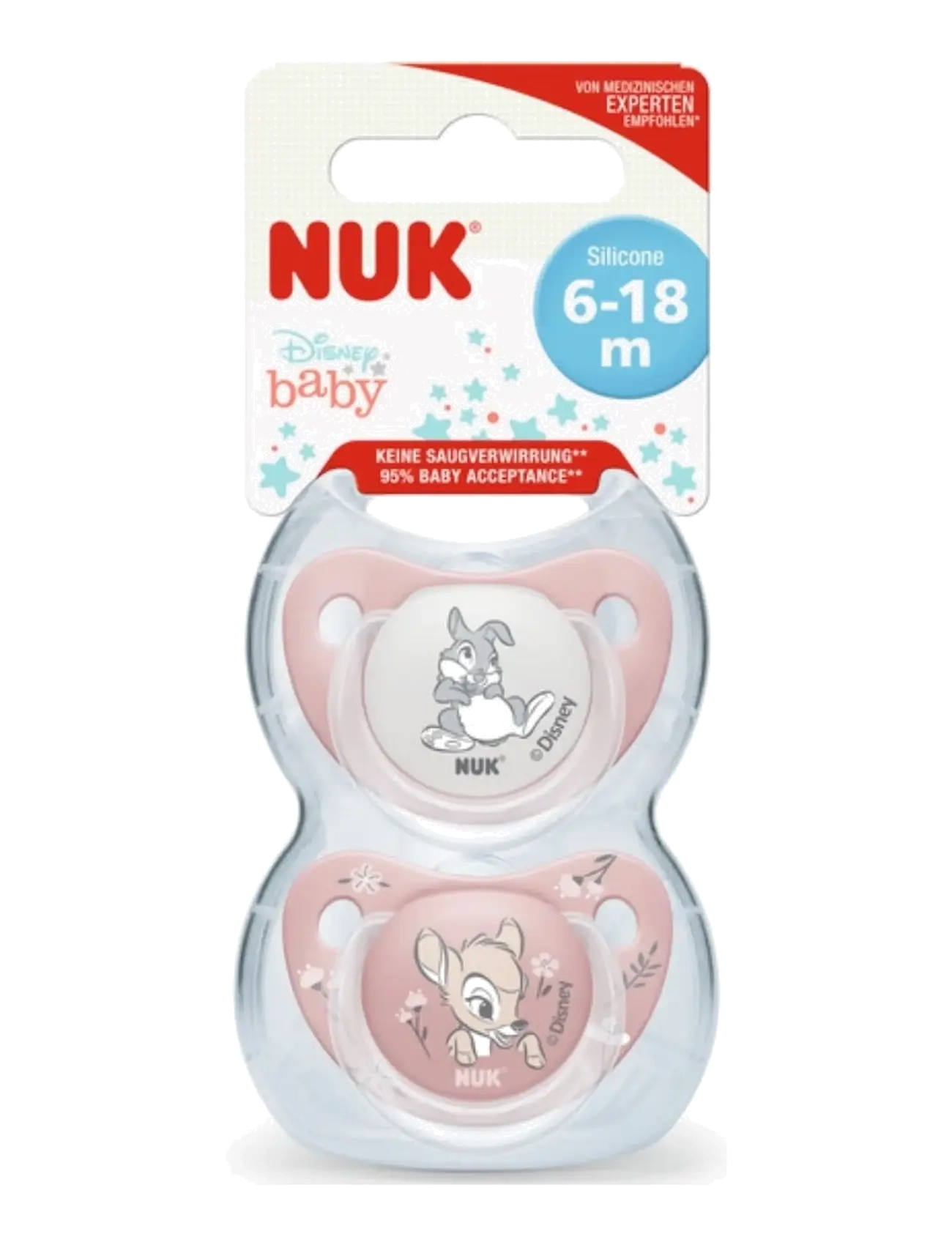NUK Trendline Pacifier Bambi, Size 6-18 Months, Børn, Bambi Sut, Pink, Str: 6-18MONTHS