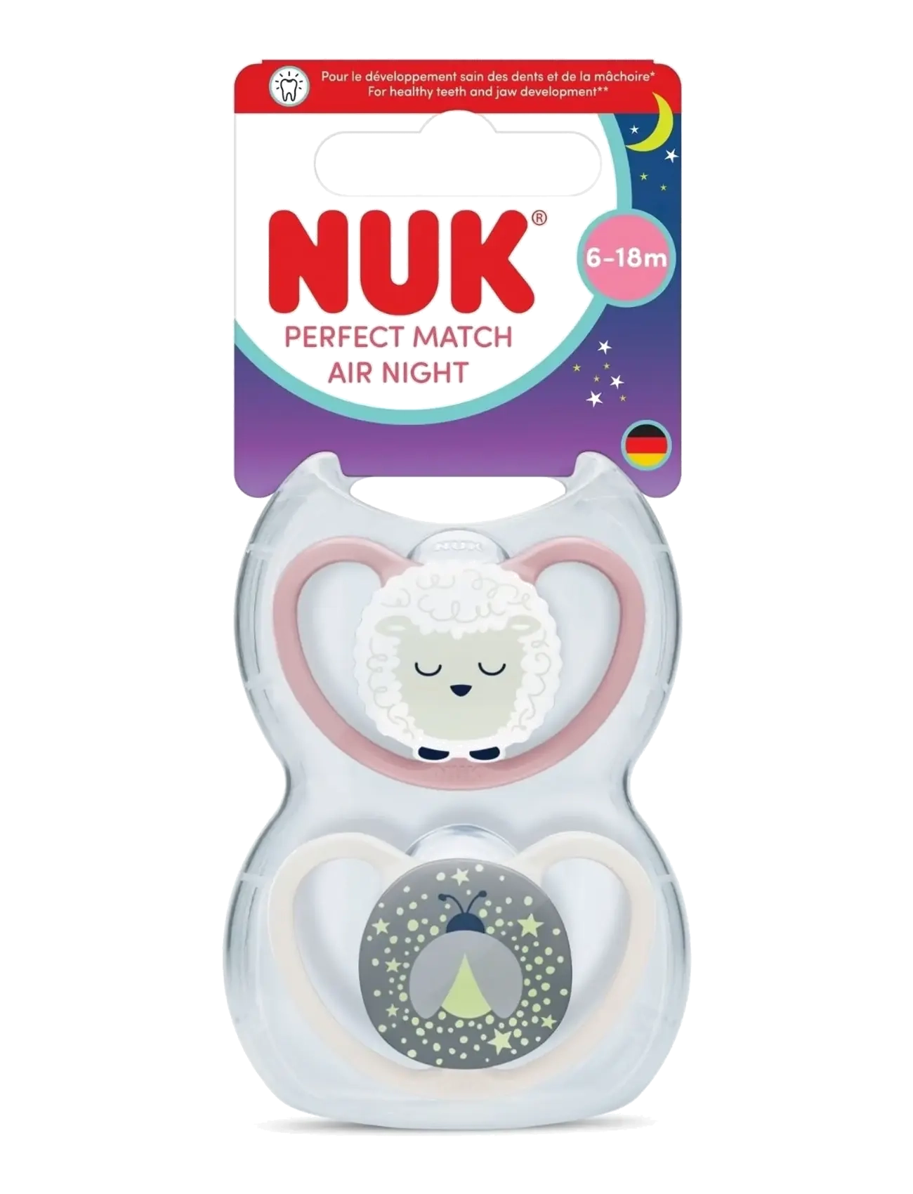 NUK Perfect Match Air Night Sheep, Size 6-18 Months, 6-18MONTHS, Pacifiers & Accessories, Mehrfarbig/gemustert - Pacifiers, Kinder