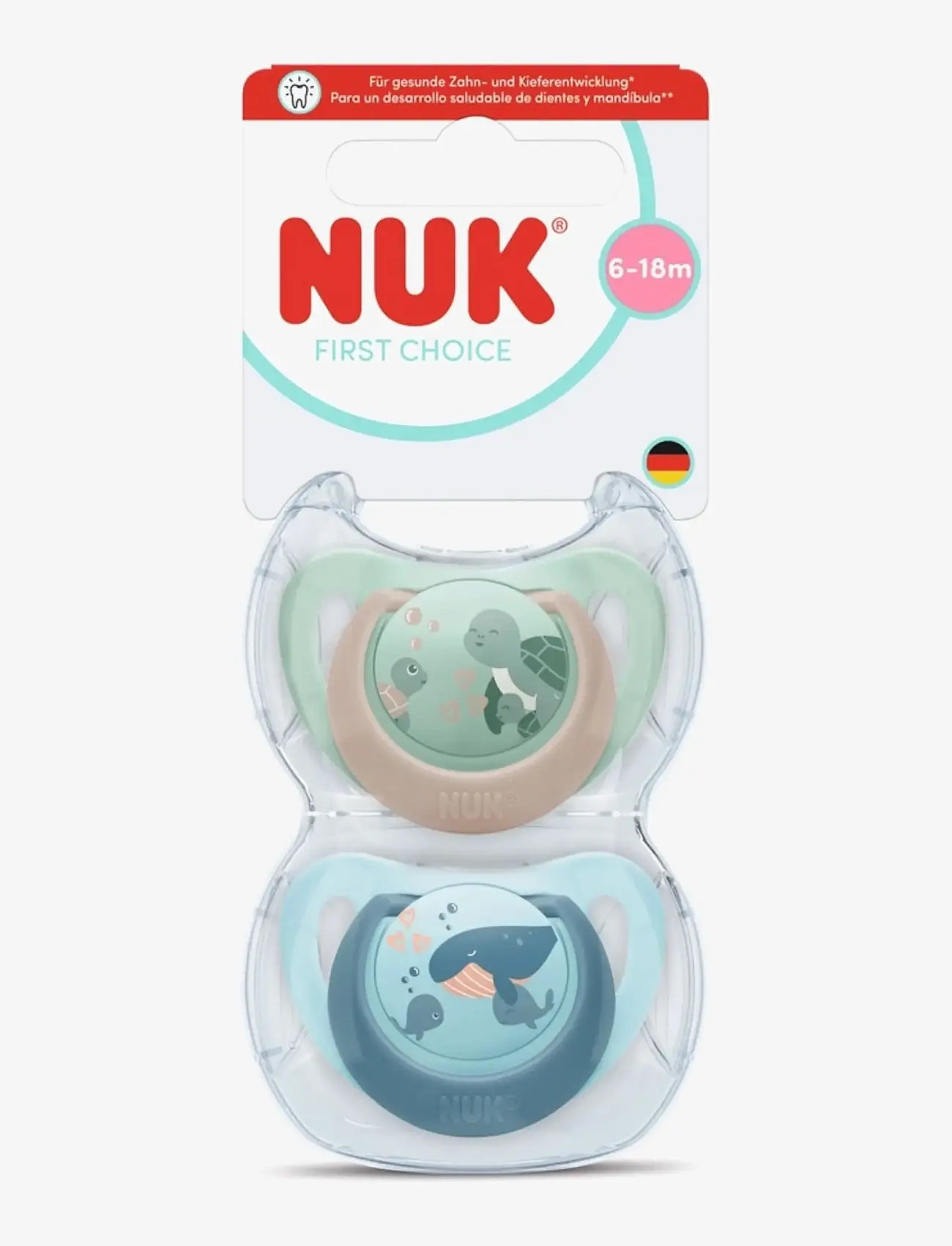 NUK - First Choice Turtle/Whale, size 6-18 months - schnuller - turtle/whale - 0