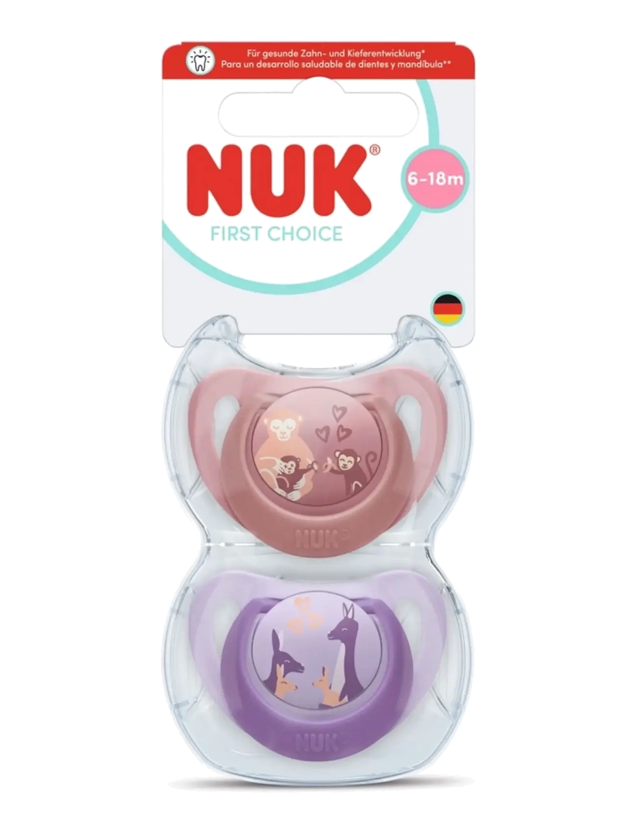 NUK First Choice Monkey/Kangaroo, size 6-18 months - Neuheiten - MONKEY/KANGAROO / purple