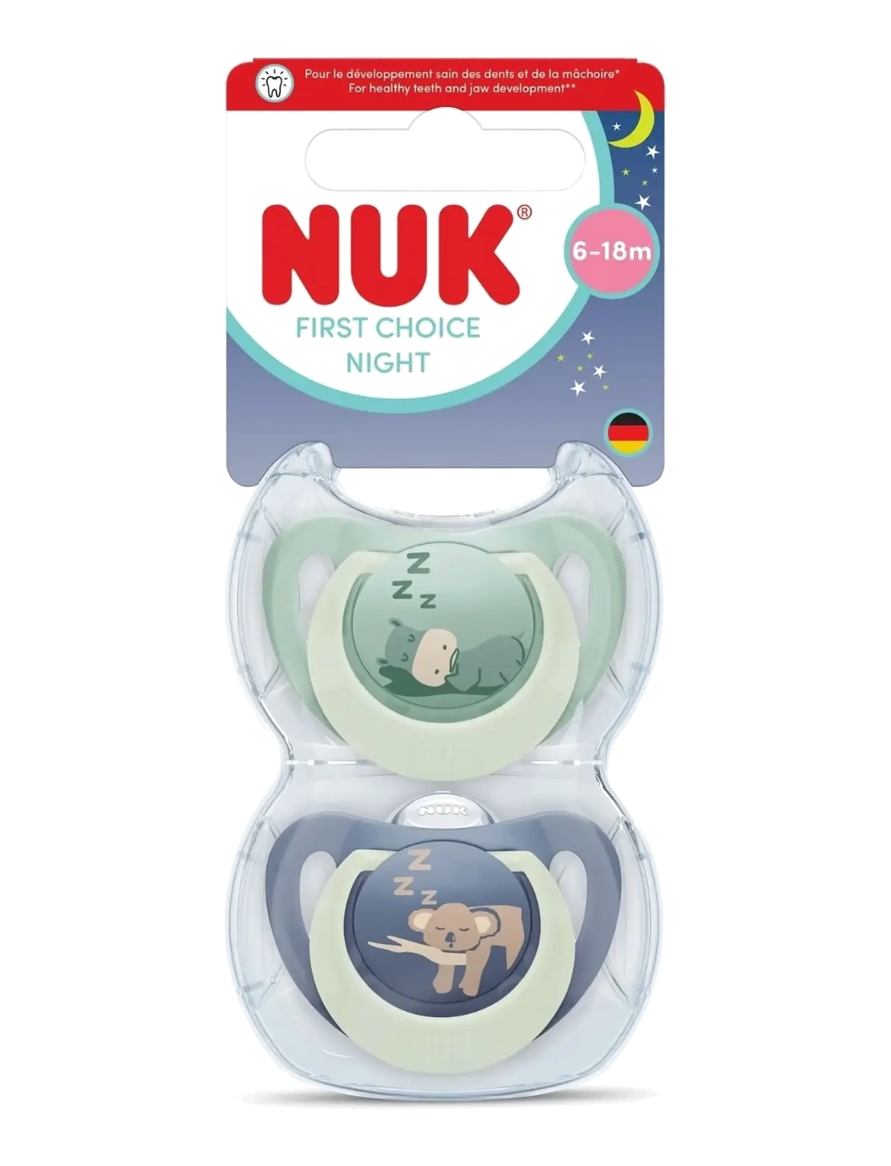 NUK First Choice Night Hippo/Koala, Size 6-18 Months, Børn, Nat Sut, Multi/mønstret, Str: 6-18MONTHS