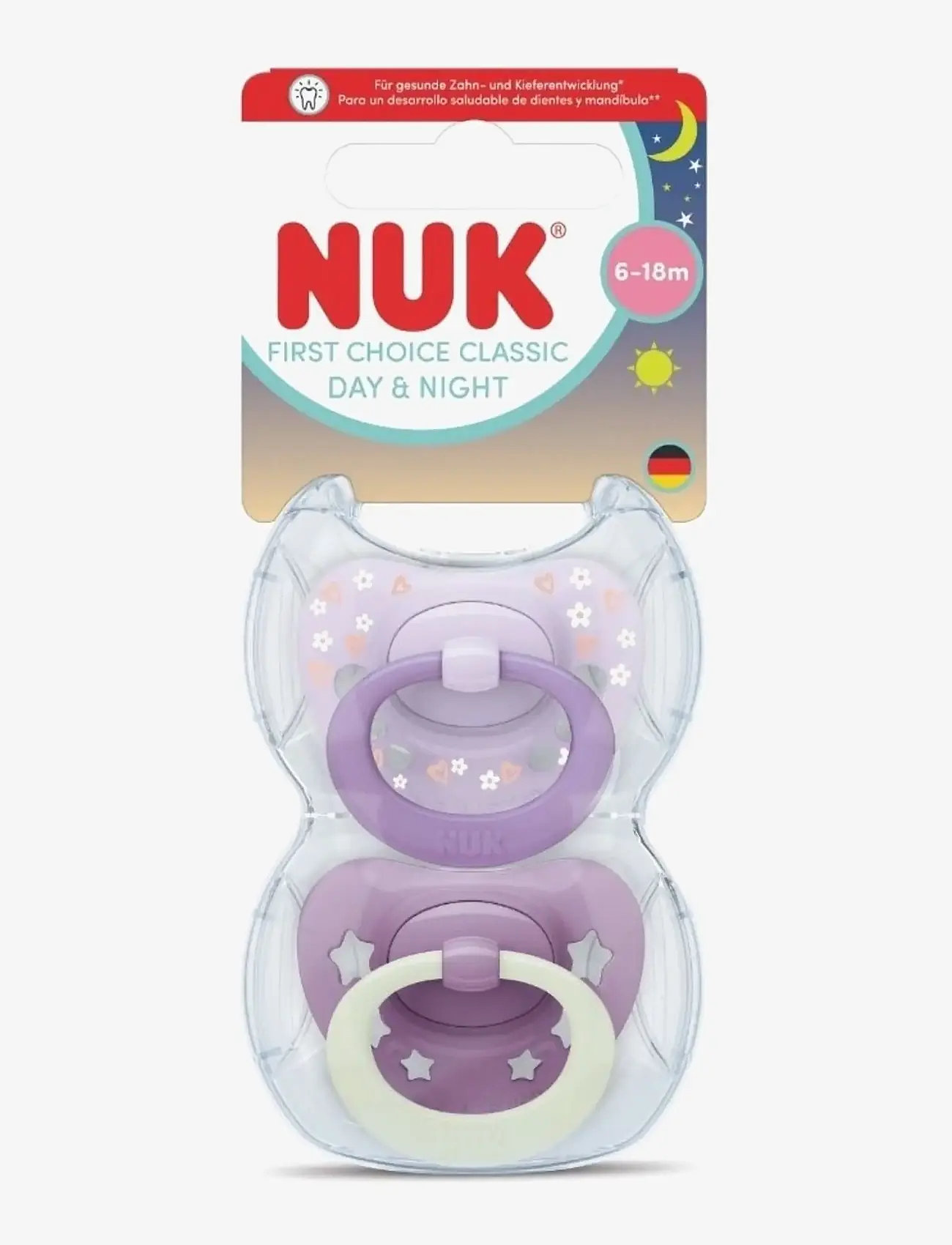 NUK - First Choice Classic Day & Night Purple, size 6-18 months - schnuller - purple - 0