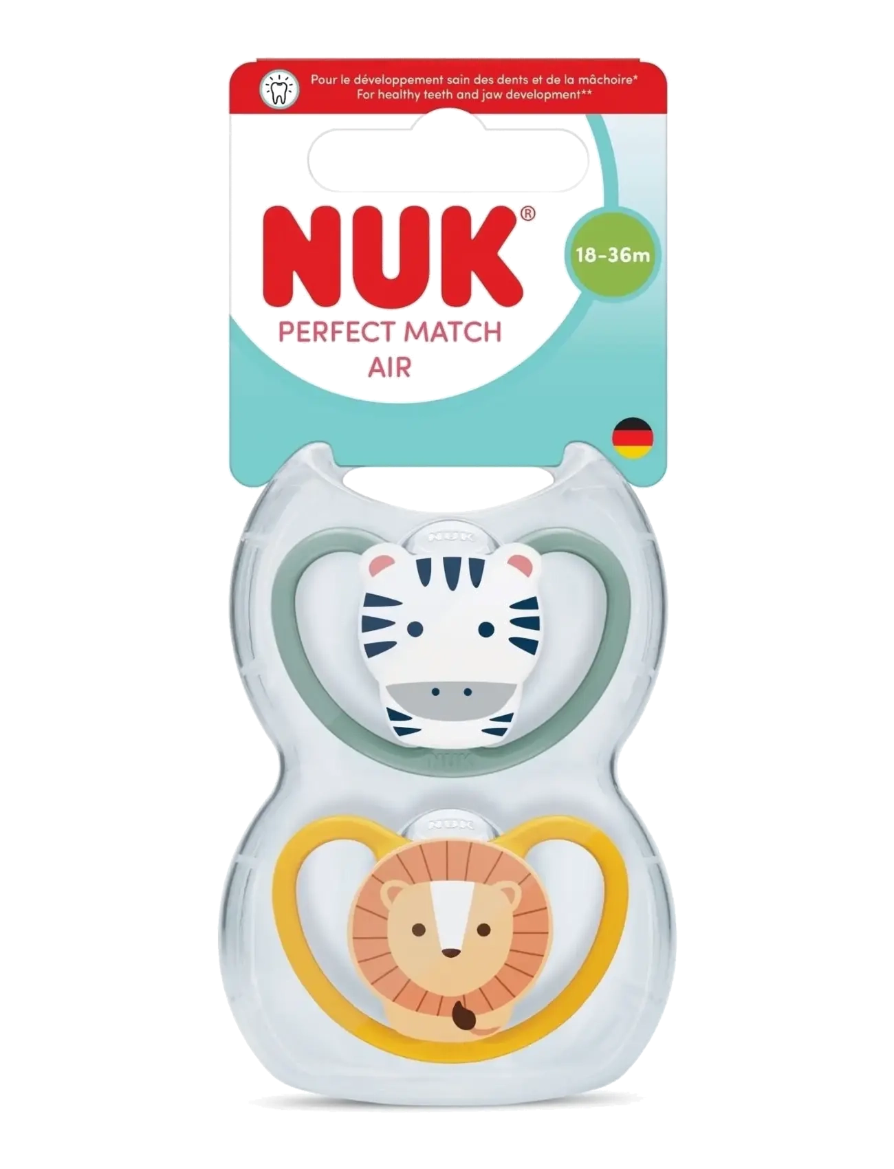 NUK Perfect Match Air Zebra/Lion, Size 18-36 Months, Børn, Zebra Løve Sut, Multi/mønstret, Str: 18/36MONTHS