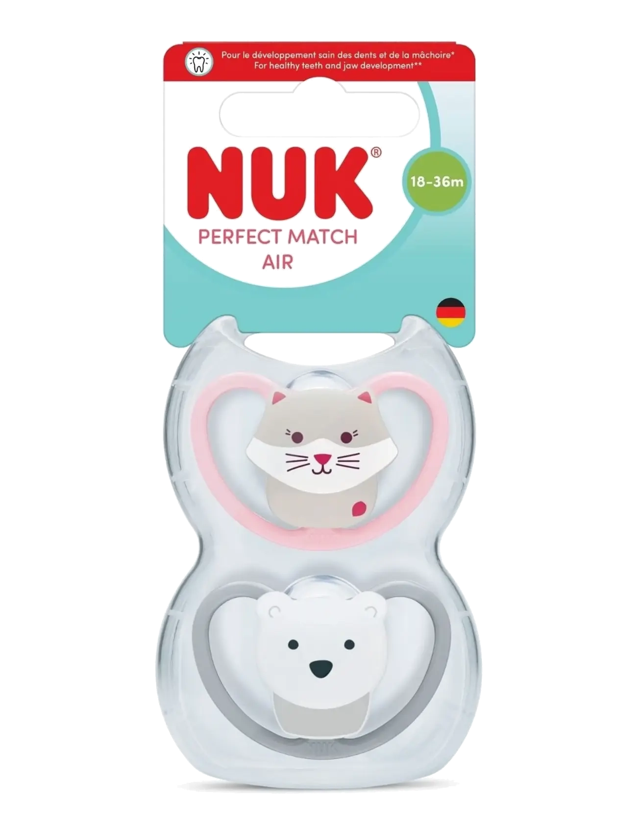 NUK Perfect Match Air Cat/Polarbear, size 18-36 months - Schnuller - CAT/POLARBEAR / grey