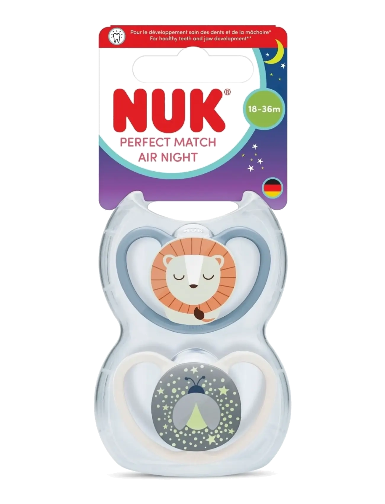 NUK Perfect Match Air Night Lion, Size 18-36 Months, Børn, Nat Sut, Multi/mønstret, Str: 18/36MONTHS