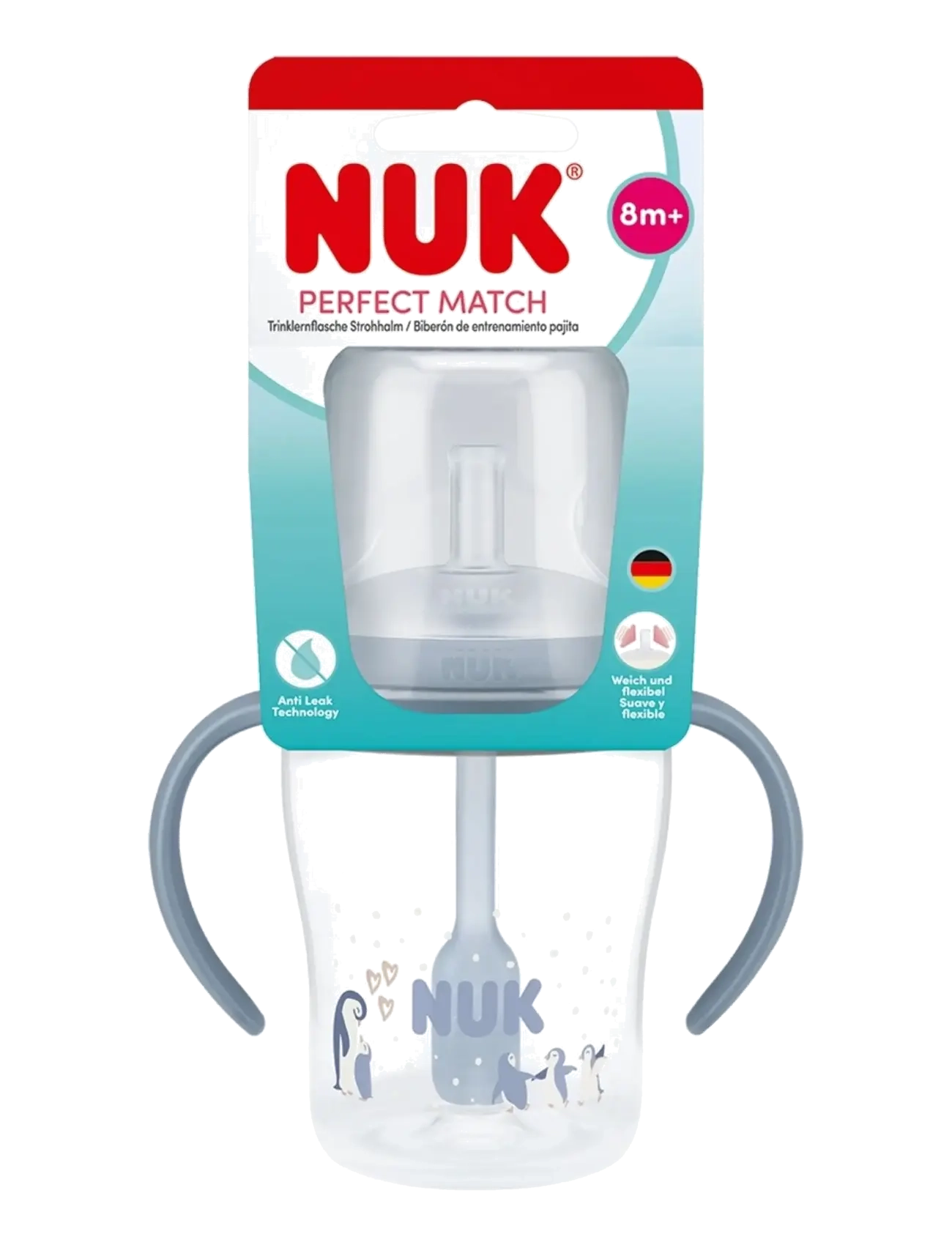 NUK - Perfect Match Learner Bottle Straw 150 ml, Penguin - penguin - 1