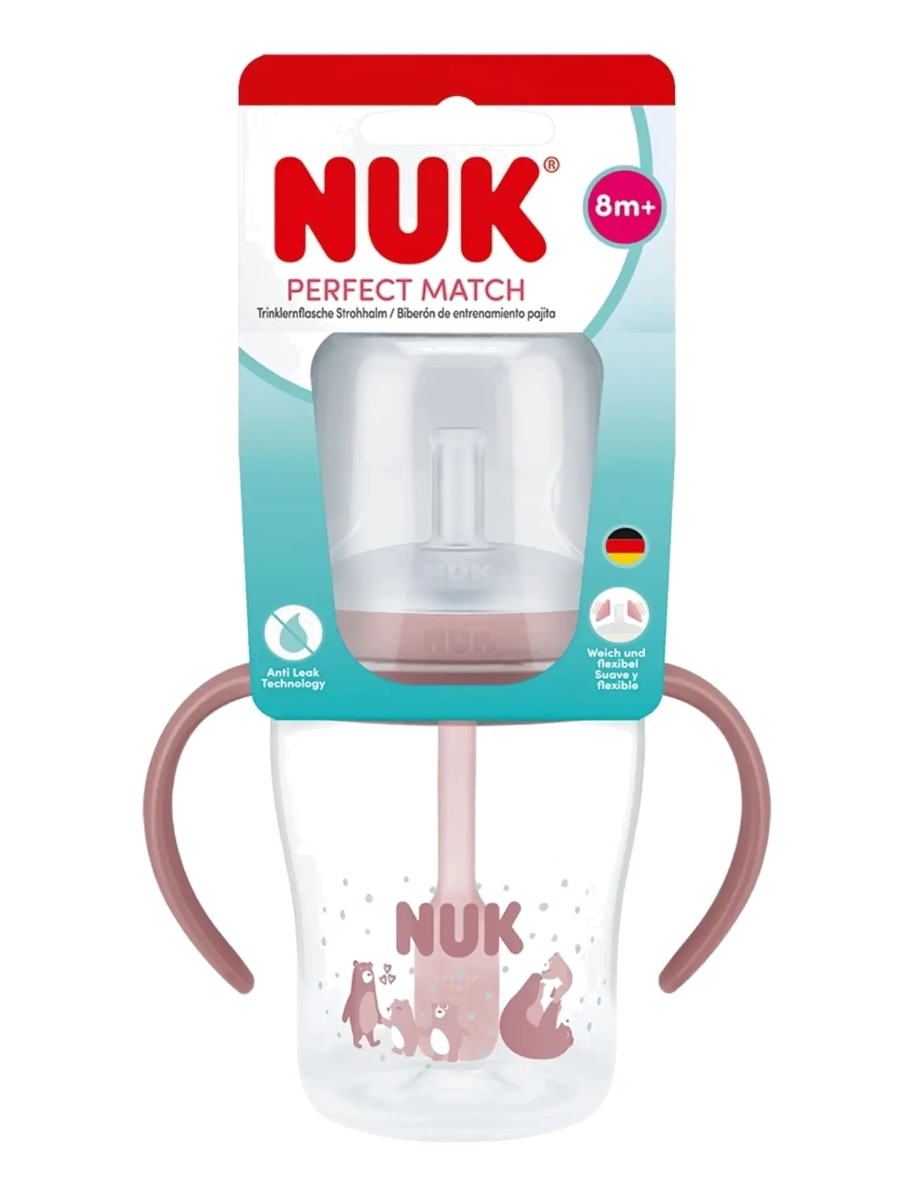 NUK - Perfect Match Learner Bottle Straw 150 ml, Bear - pipmuggar - bear - 1