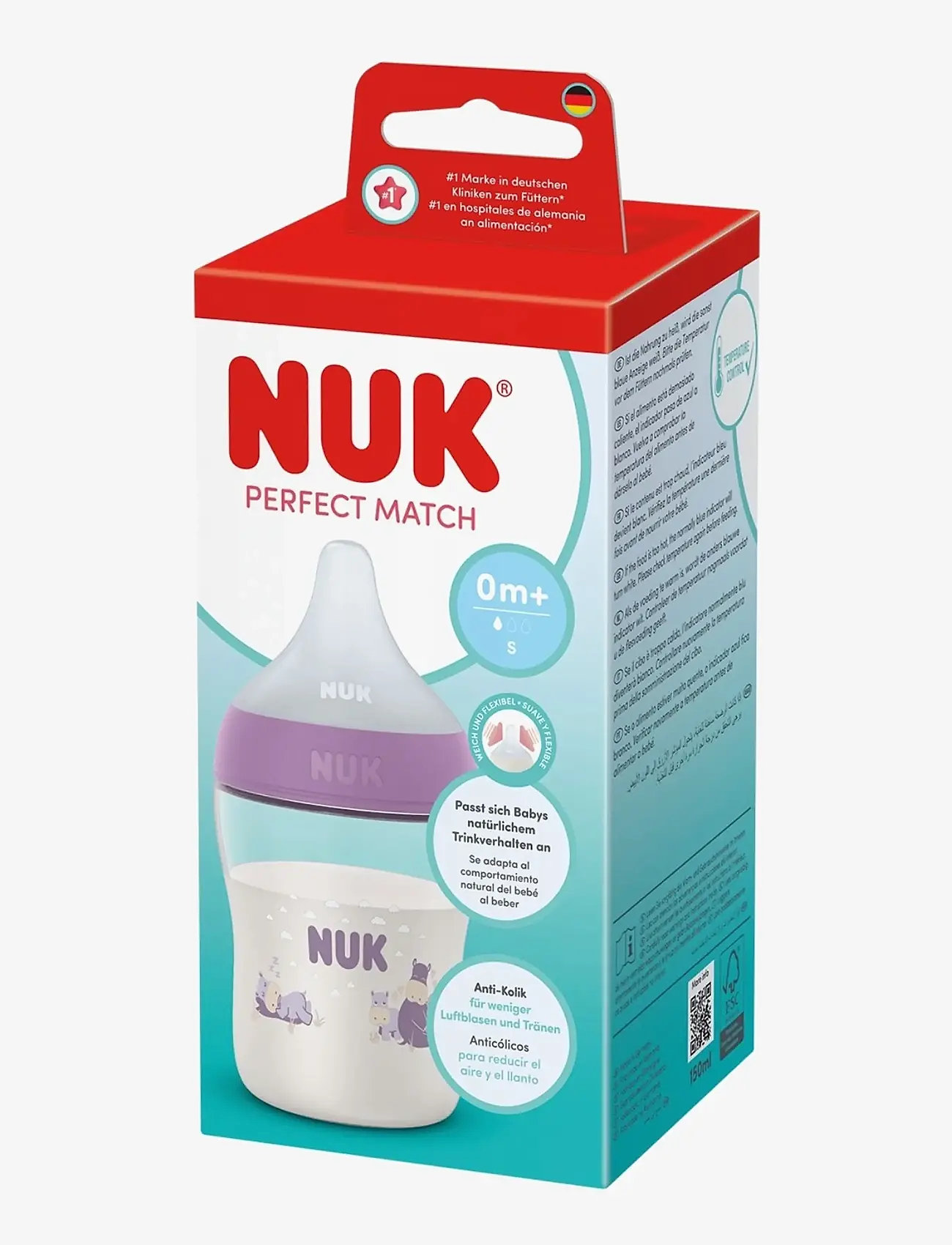 NUK - Perfect Match bottle 150 ml, Hippo - beebipudelid - hippo - 1