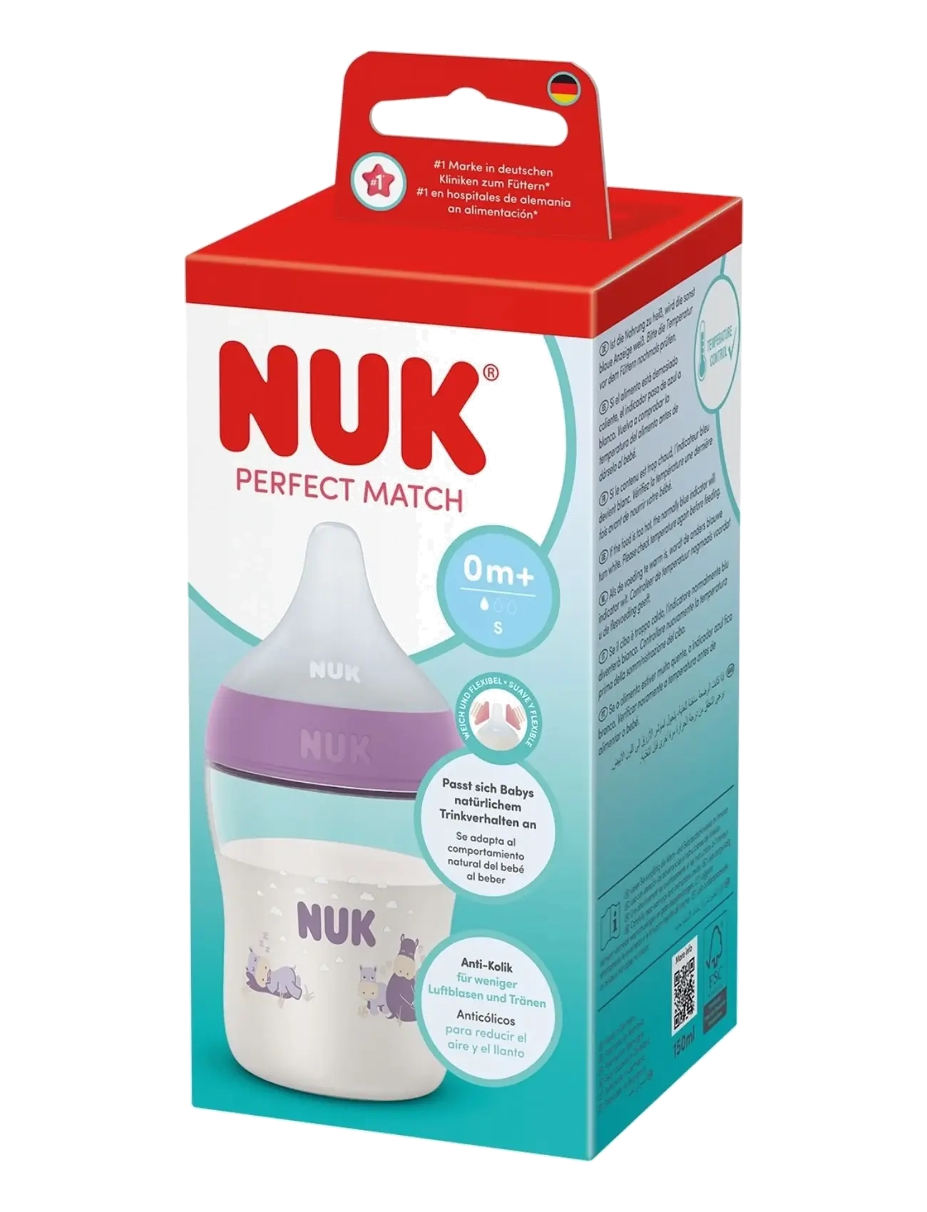 NUK - Perfect Match bottle 150 ml, Hippo - sutteflasker - hippo - 1