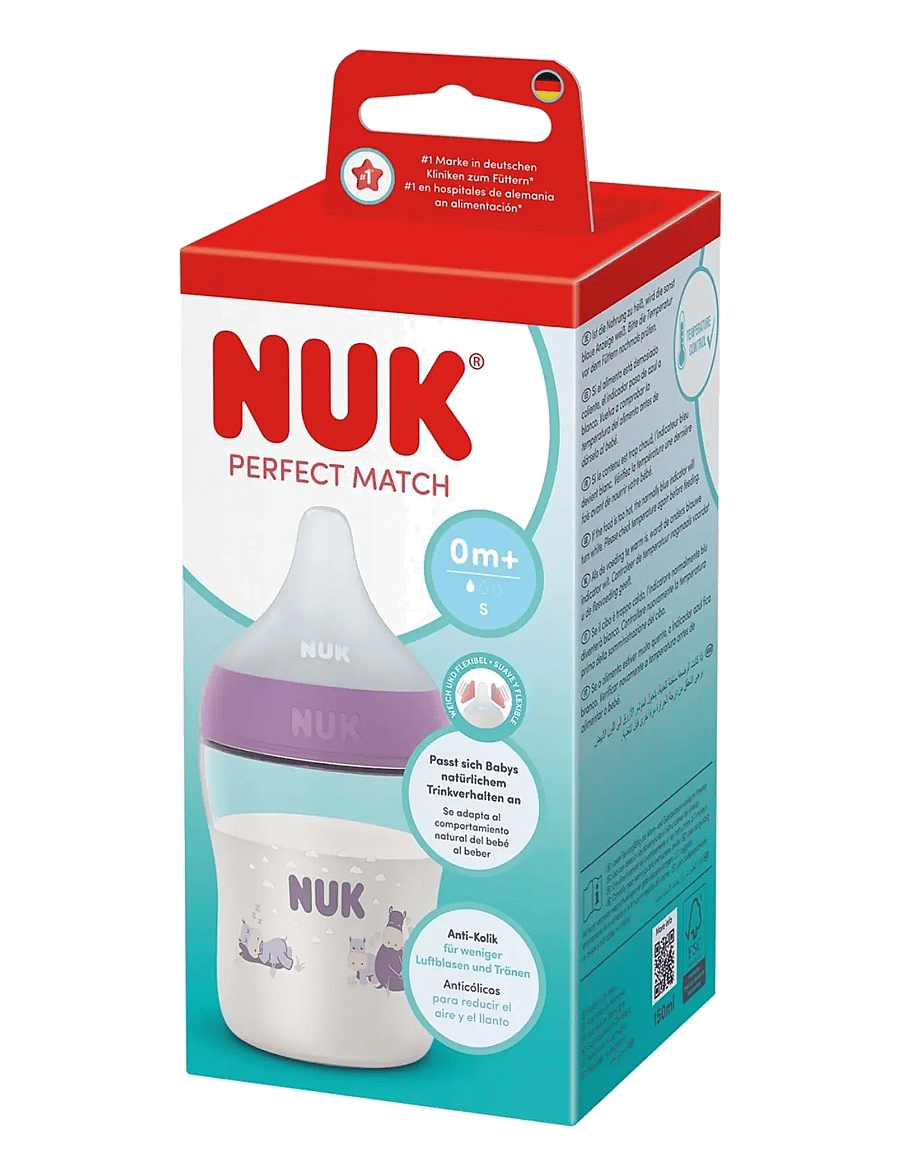 NUK - Perfect Match bottle 150 ml, Hippo - sutteflasker - hippo - 1