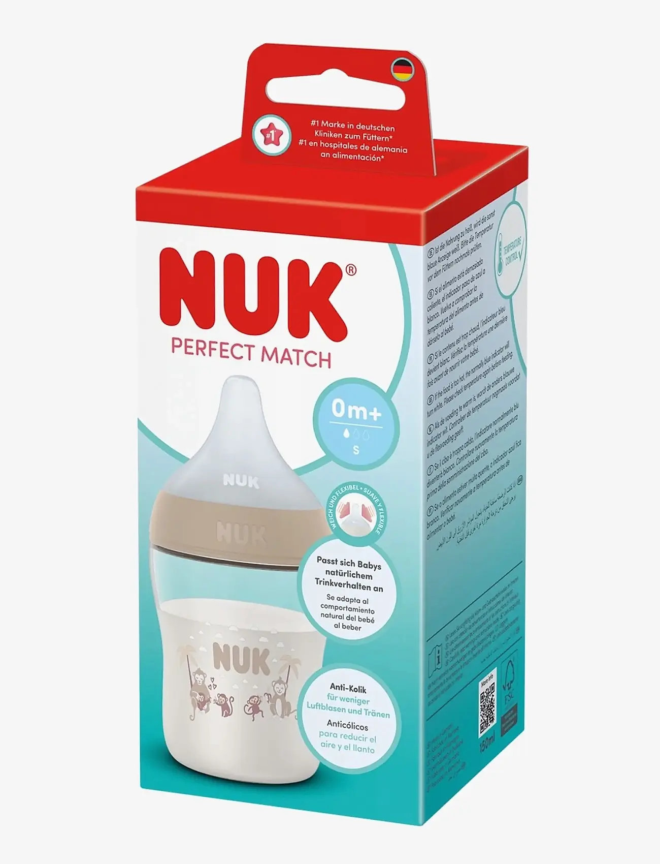 NUK - Perfect Match bottle 150 ml, Monkey - sutteflasker - monkey - 1