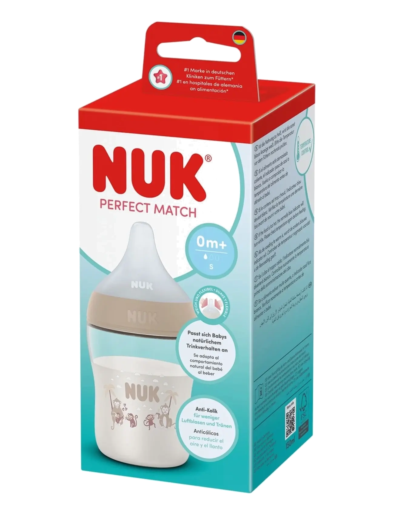 NUK - Perfect Match bottle 150 ml, Monkey - babyflaschen - monkey - 1