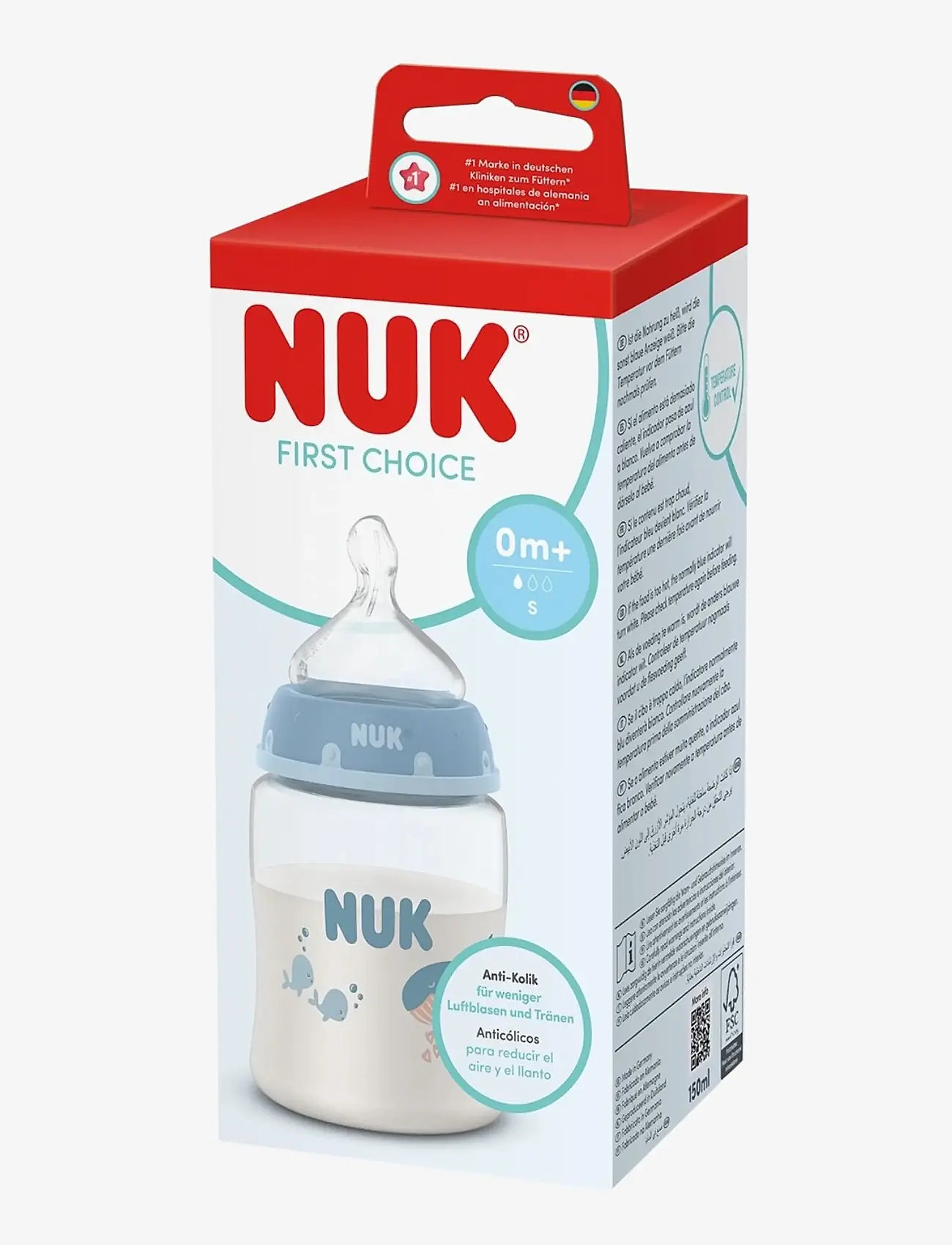 NUK - First Choice bottle 150 ml, Whale - beebipudelid - whale - 1