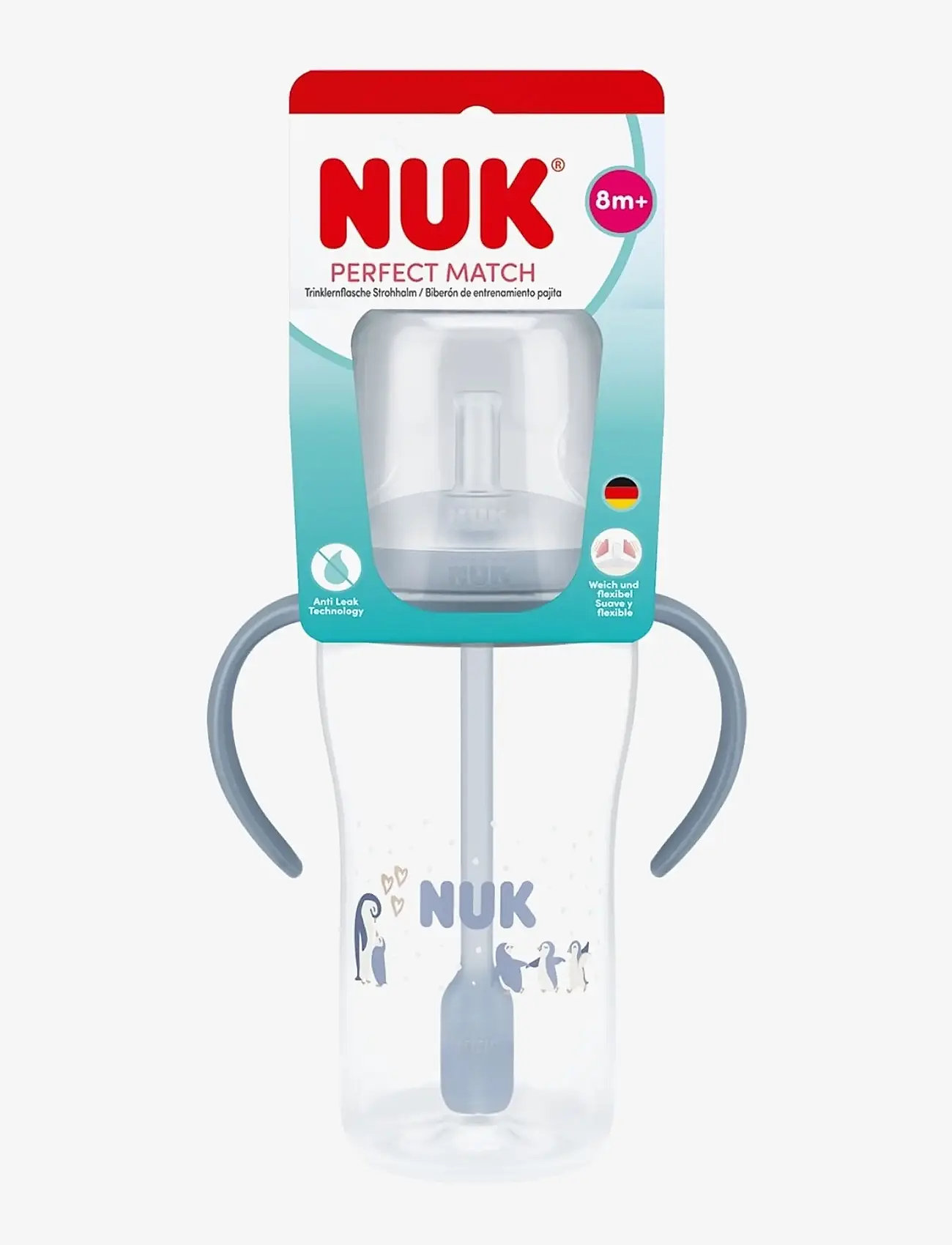 NUK - Perfect Match Learner Bottle Straw 260 ml, Penguin - tudkopper - penguin - 1