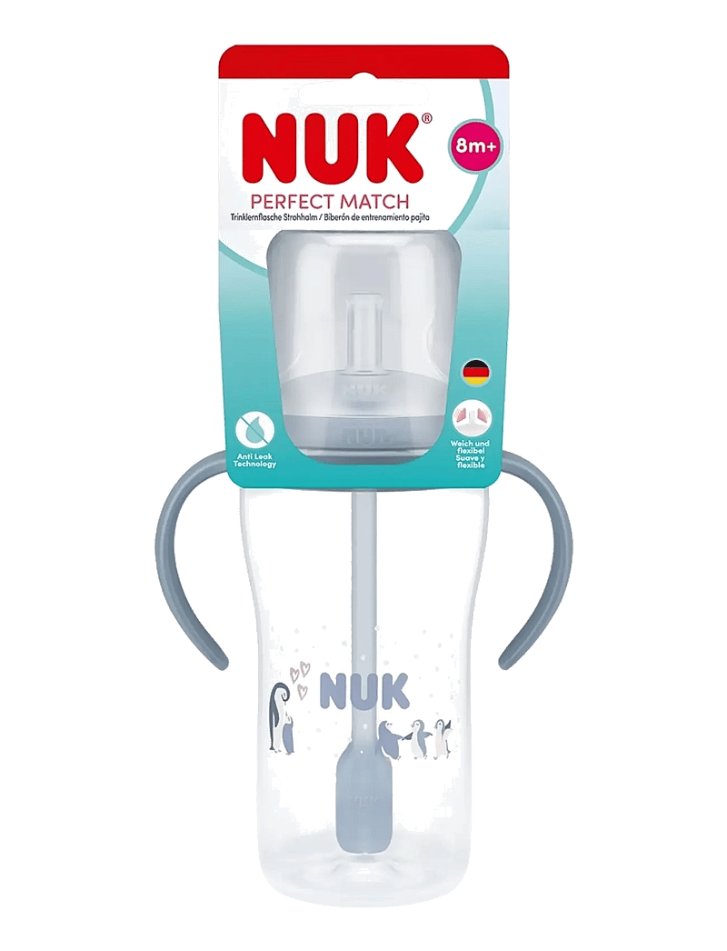 NUK - Perfect Match Learner Bottle Straw 260 ml, Penguin - tudkopper - penguin - 1