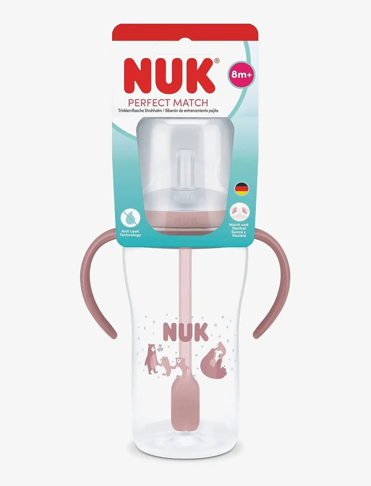 NUK - Perfect Match Learner Bottle Straw 260 ml, Bear - tudkopper - bear - 1