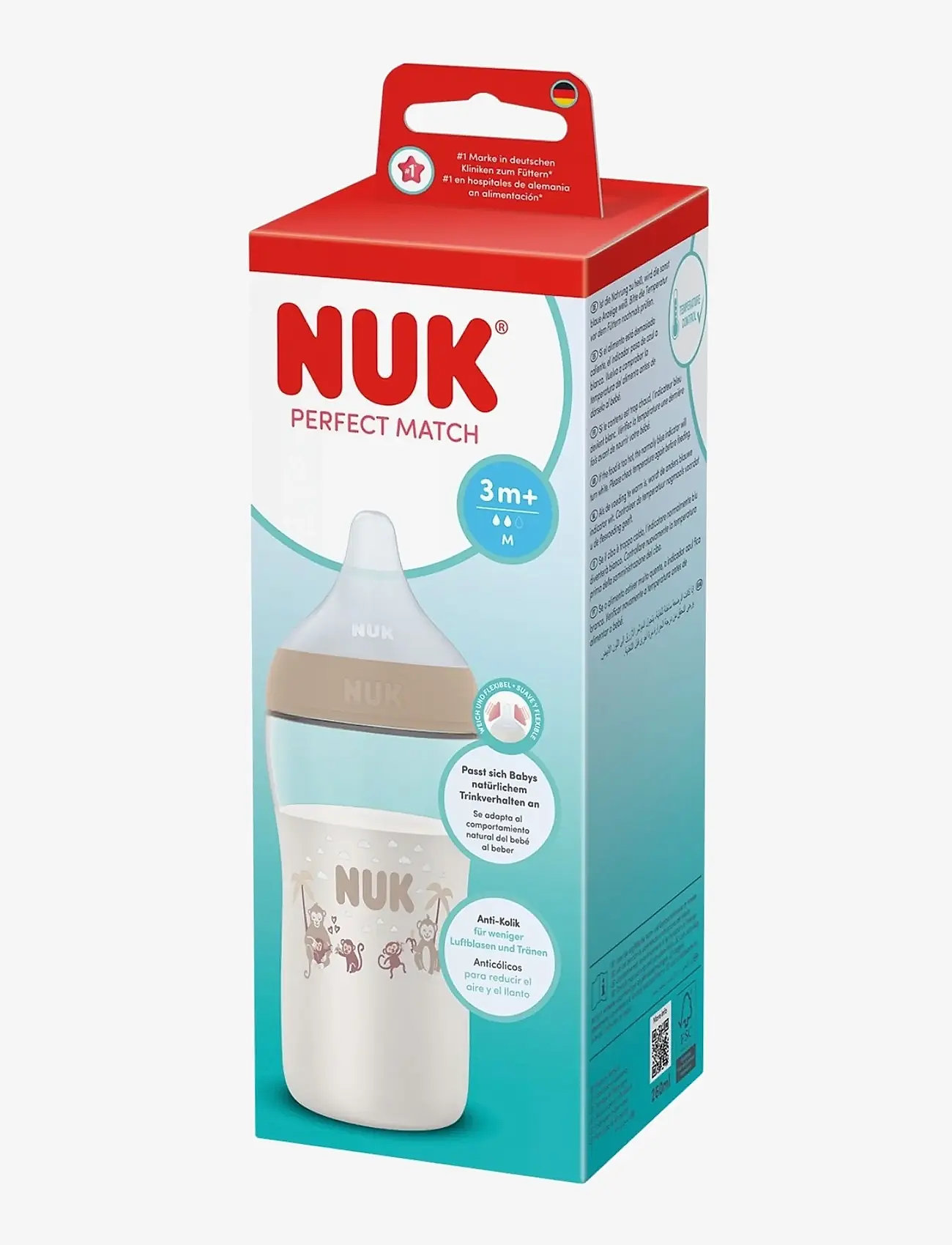 NUK - Perfect Match bottle 260 ml, Monkey - babyflaschen - monkey - 1