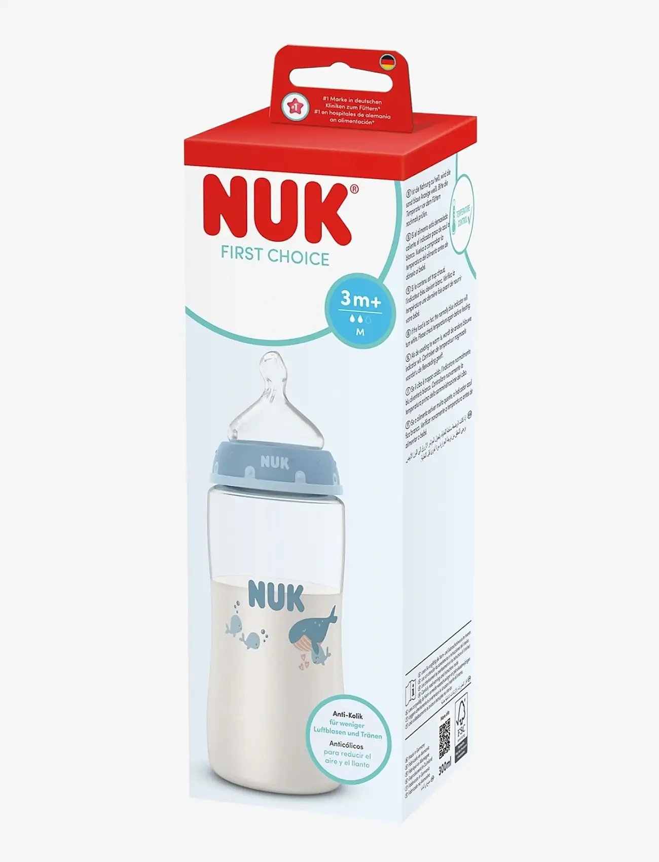 NUK - First Choice bottle 300 ml, Whale - sutteflasker - whale - 1