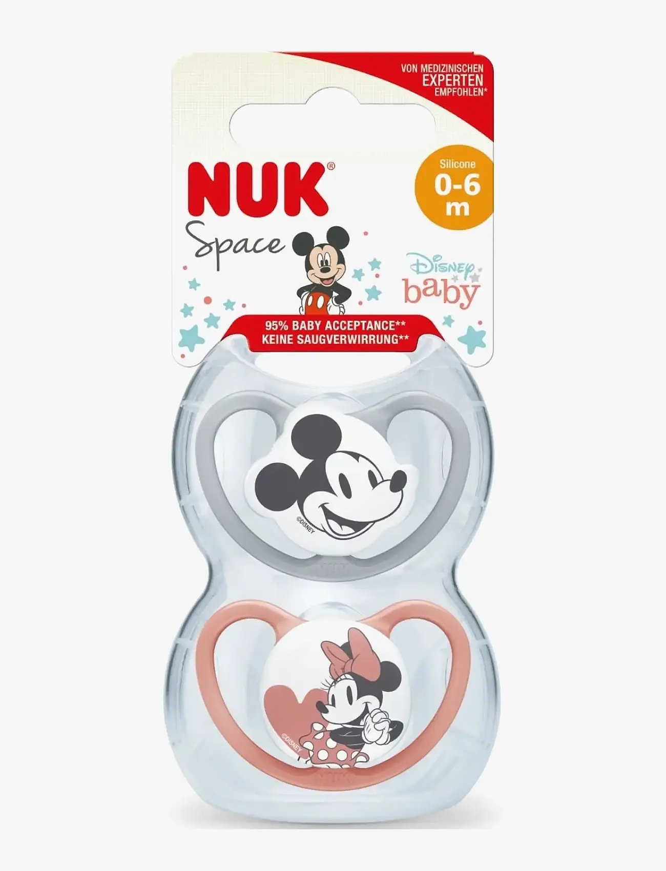 NUK - Space pacifier Mickey Red/Grey, size 0-6 months - schnuller - red/grey - 0