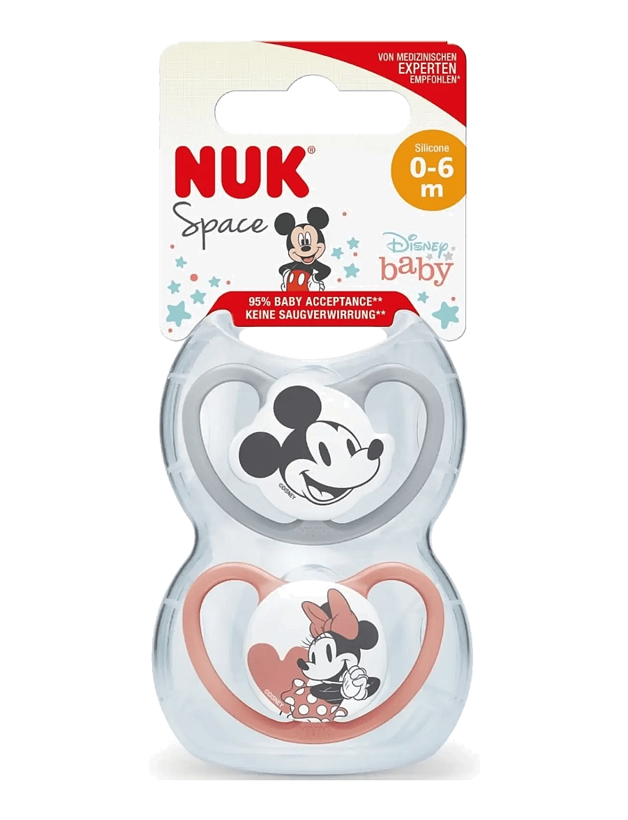 NUK - Space pacifier Mickey Red/Grey, size 0-6 months - lutid - red/grey - 0