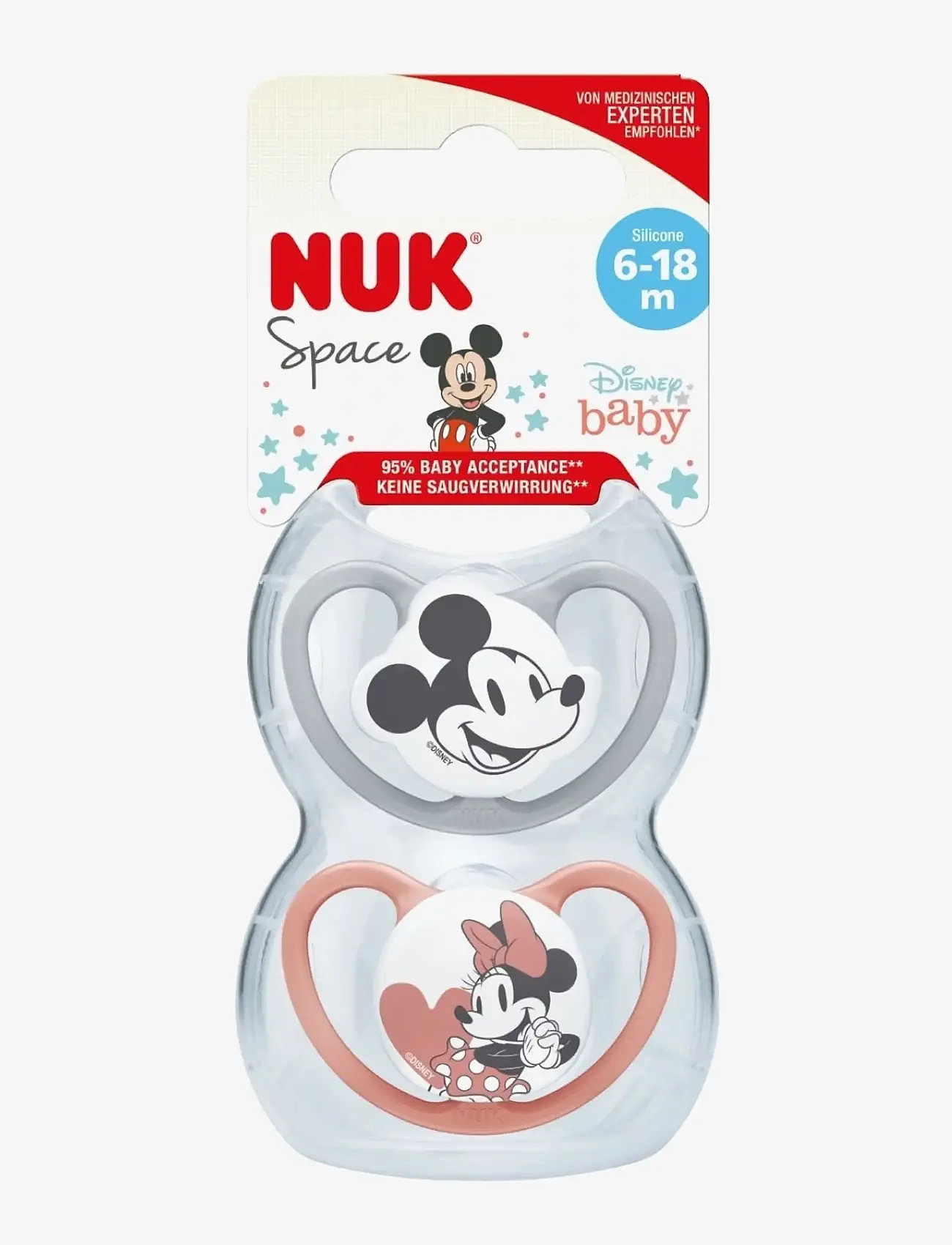 NUK - Space pacifier Mickey Red/Grey, size 6-18 months - schnuller - red/grey - 1