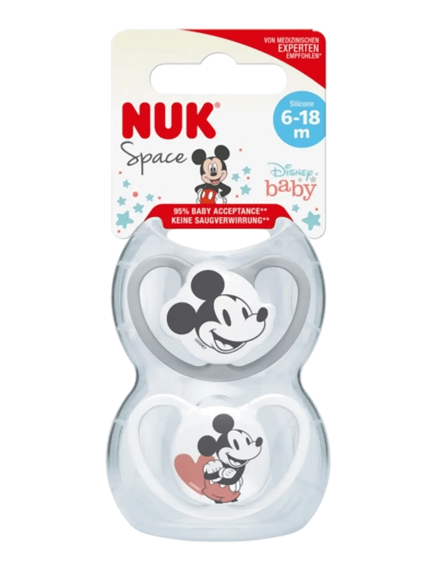 NUK - Space pacifier Mickey Grey/White, size 6-18 months - schnuller - grey/white - 0