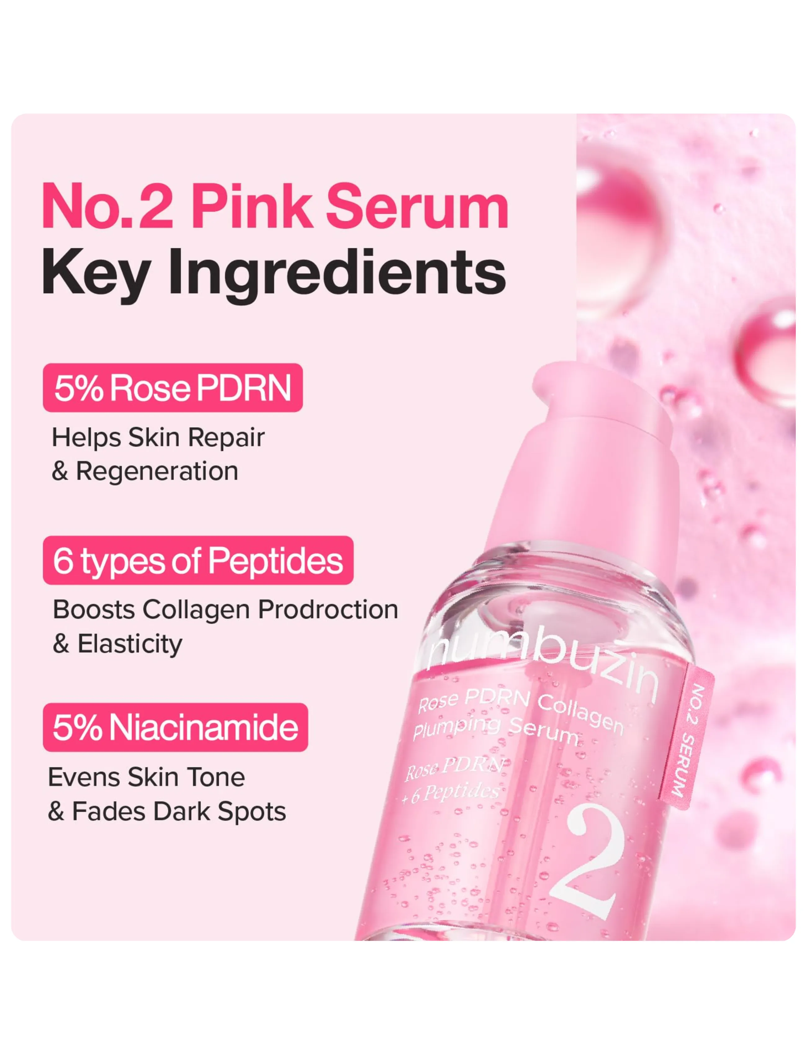 Numbuzin - No.2 Rose PDRN Collagen Plumping Serum - serum - clear - 4
