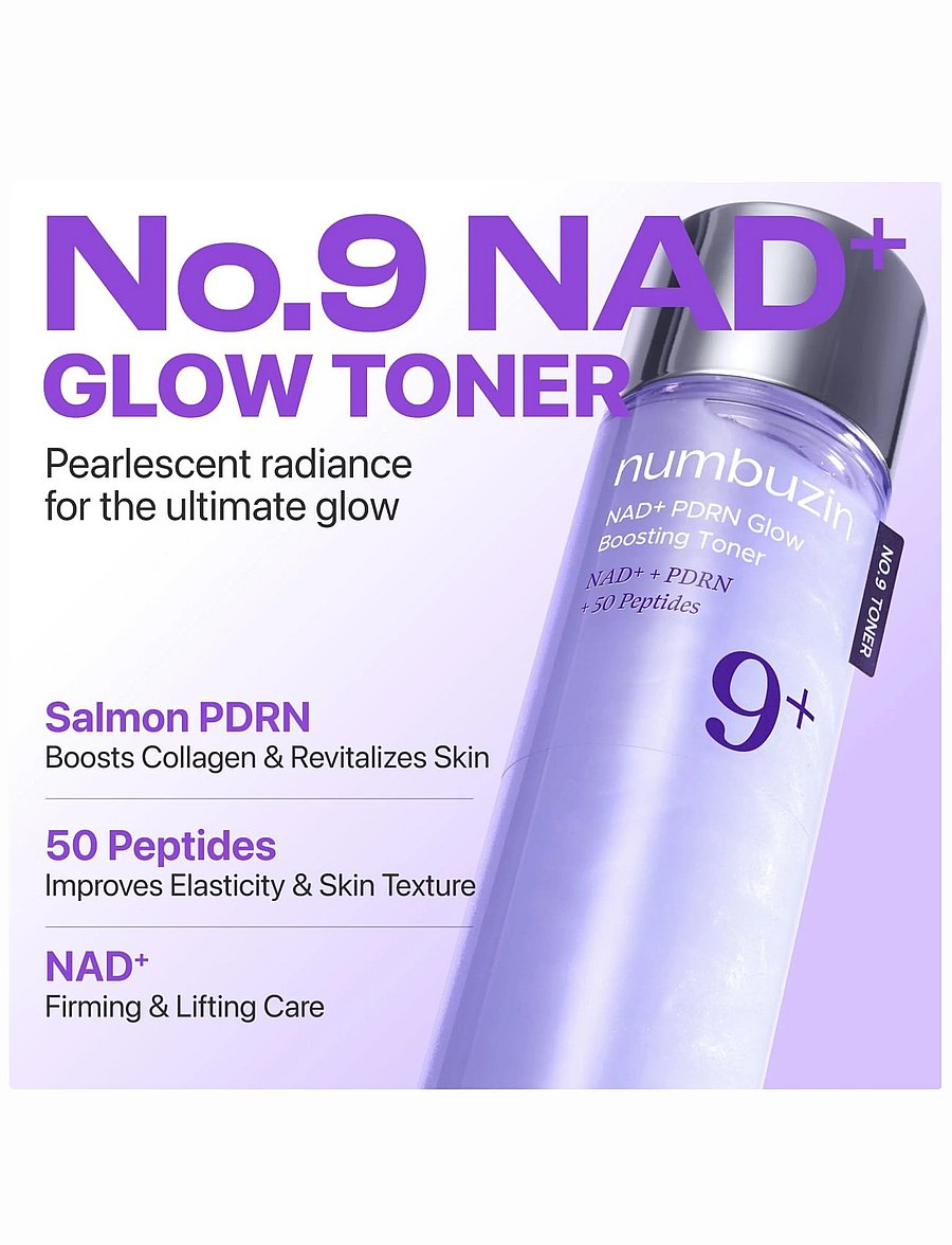 Numbuzin - No.9+ NAD+ PDRN Glow Boosting Toner - fugtgivende tonere - clear - 0